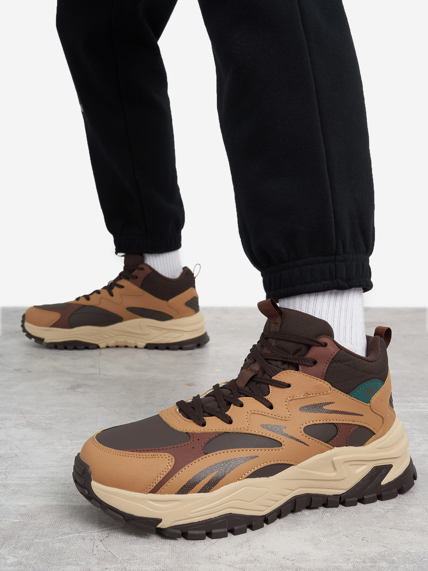 Изображение товара Кроссовки утепленные мужские 361°, Бежевый/коричневый/зеленый