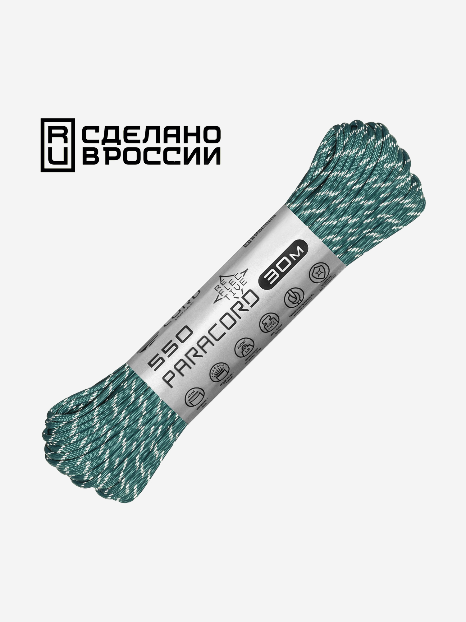 

Паракорд 550 CORD nylon 30м RUS световозвращающий (aquamarine), Зеленый