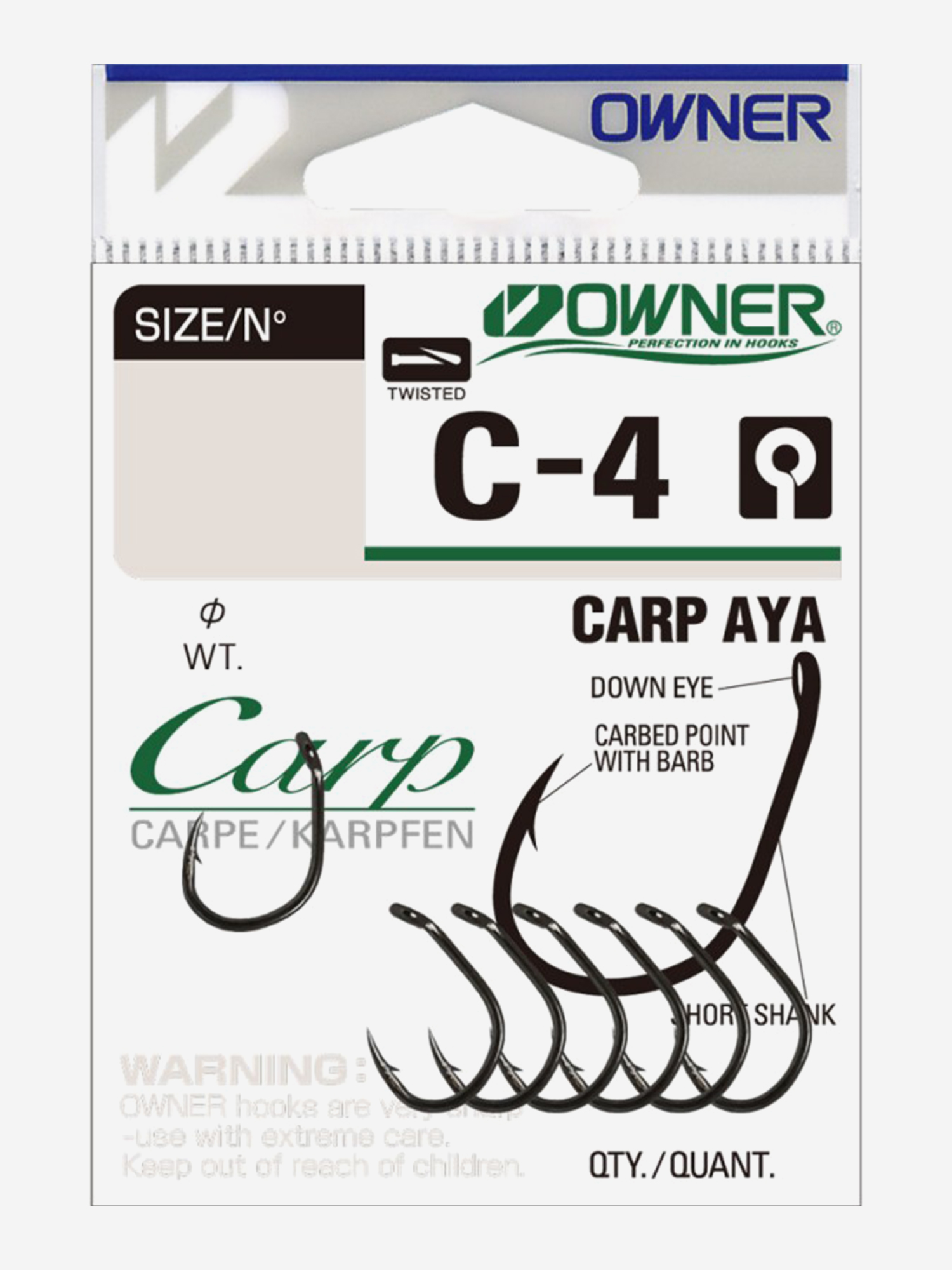 Изображение товара Крючки OWNER Carp Aya BC C-4 №6 — высокопрочные для карповой рыбалки Изображение товара Крючки OWNER Carp Aya BC C-4 №6 — высокопрочные для карповой рыбалки