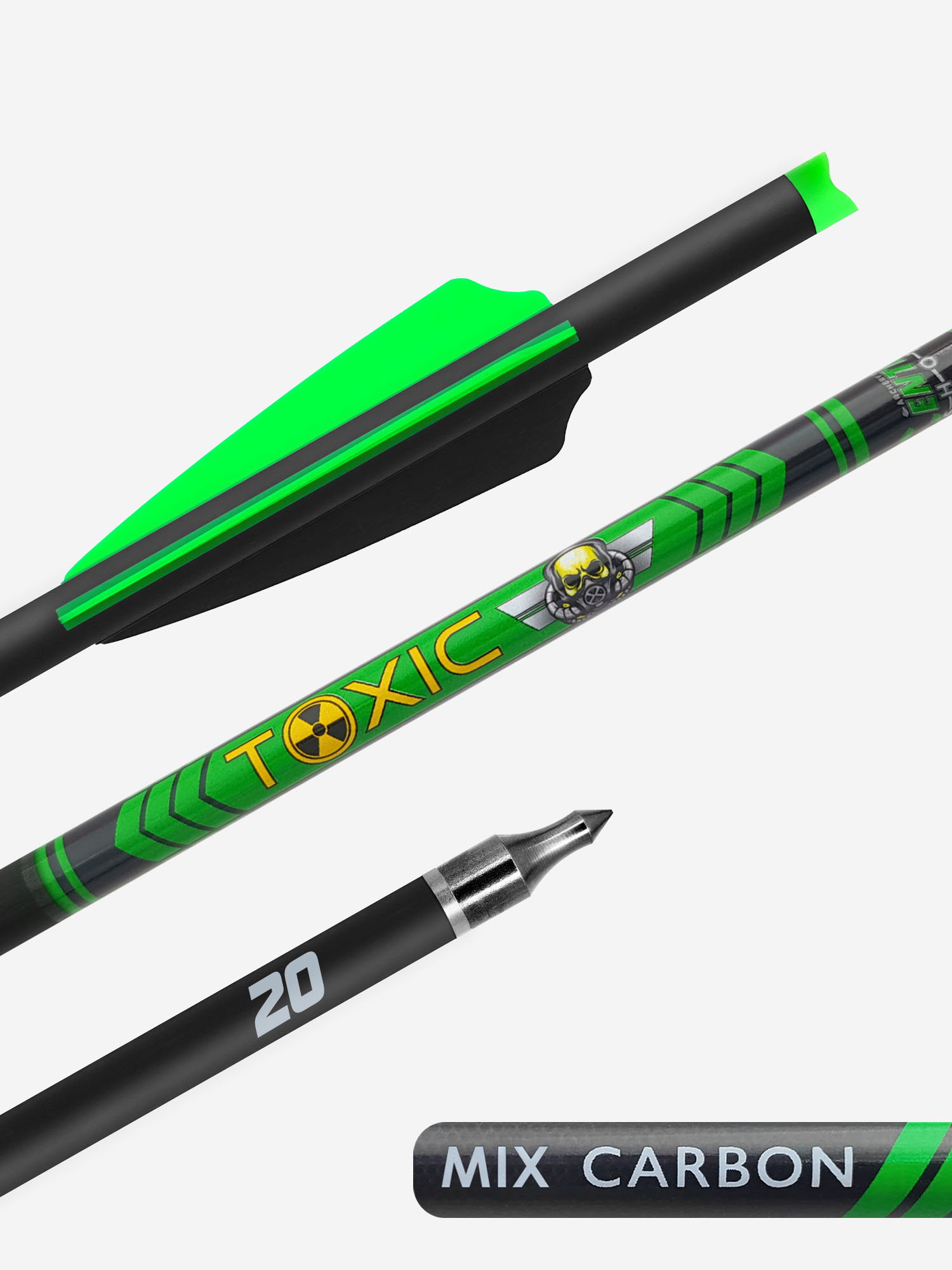

Стрела арбалетная микс карбон Centershot Toxic 20" Half Moon Nock (6шт.), Черный