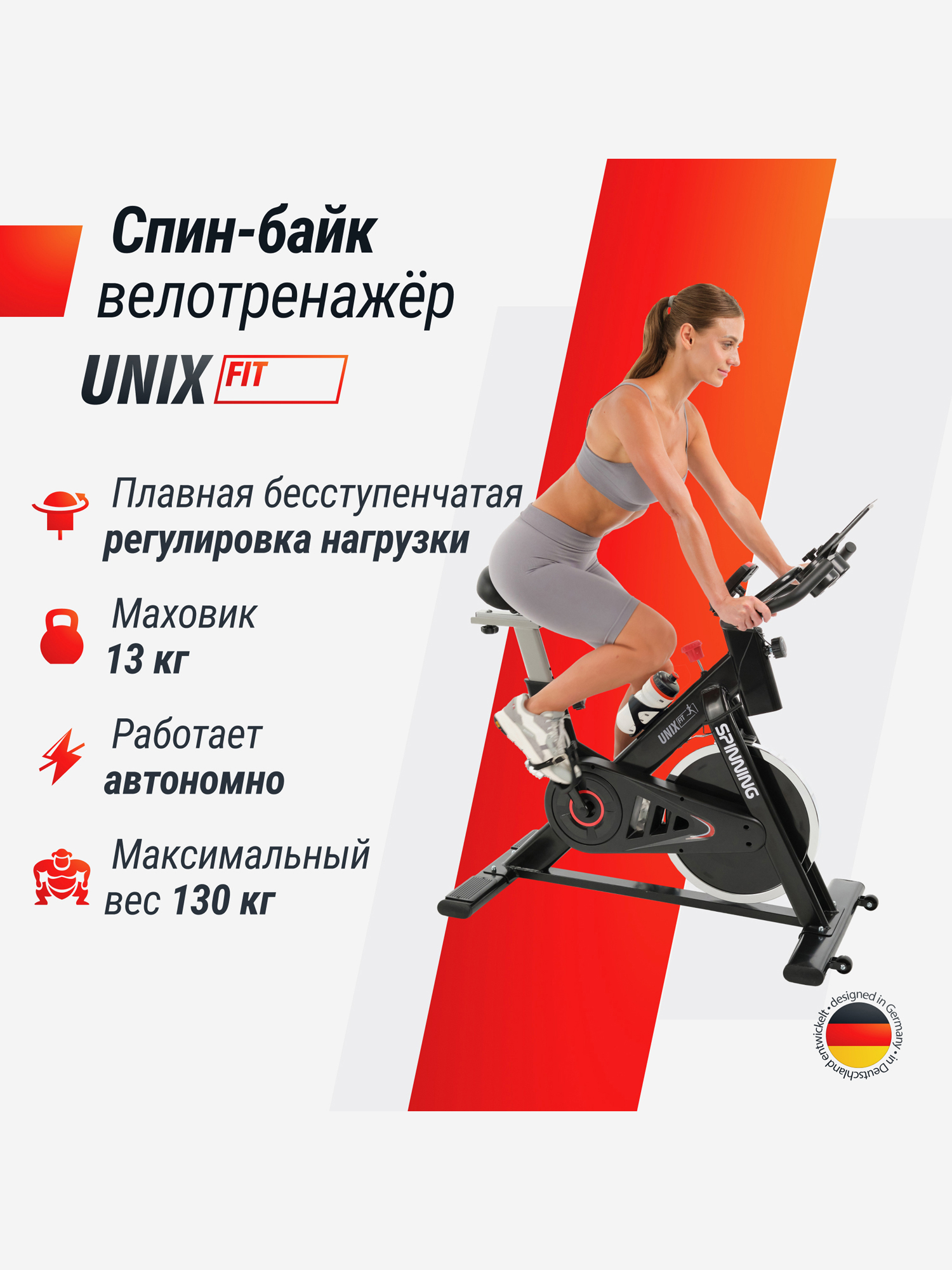 

Велотренажер Спин-байк UNIX Fit SB-620 PRO, Черный