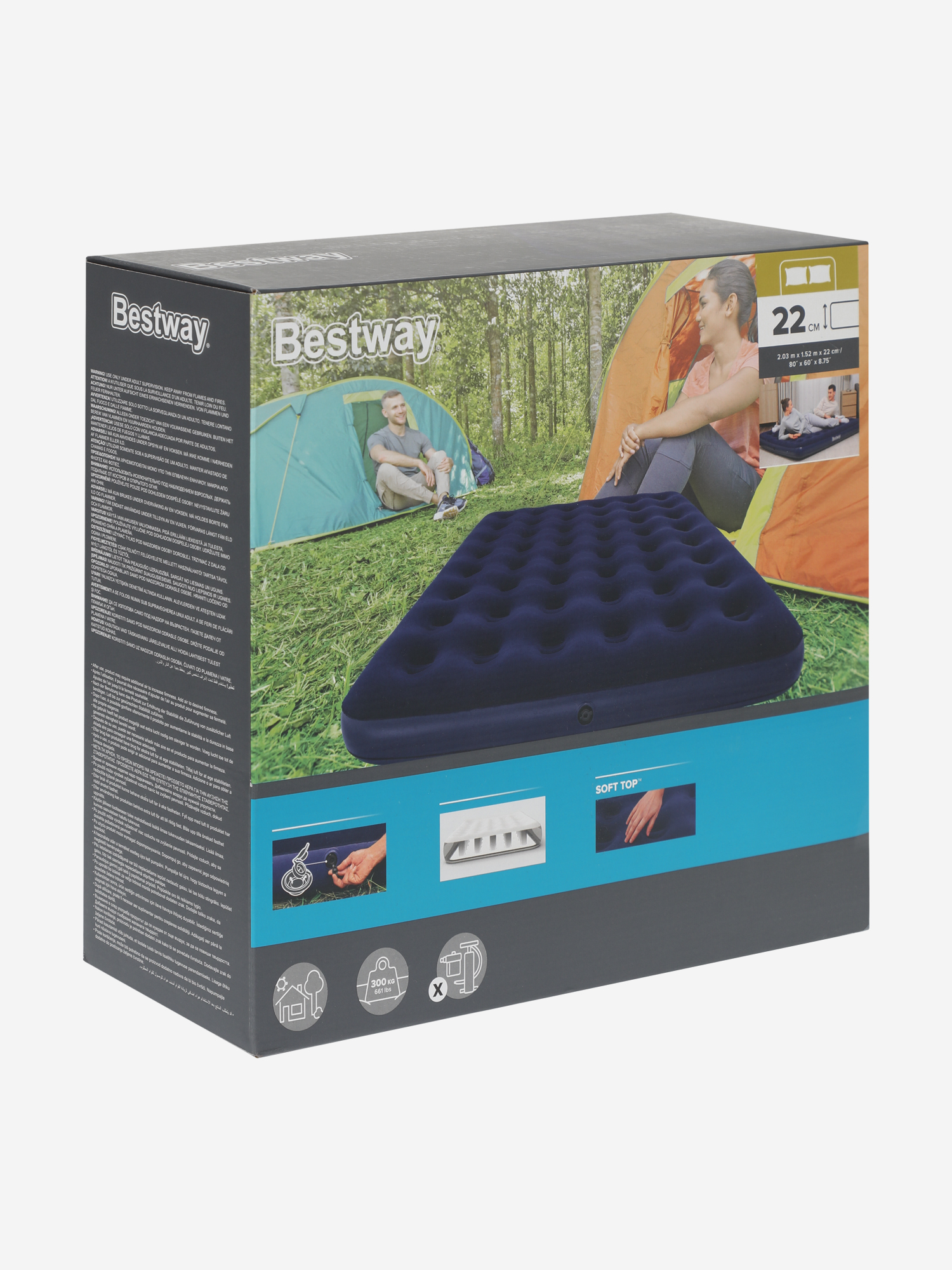 Матрас надувной Bestway 152 x 203 x 22 см, Синий