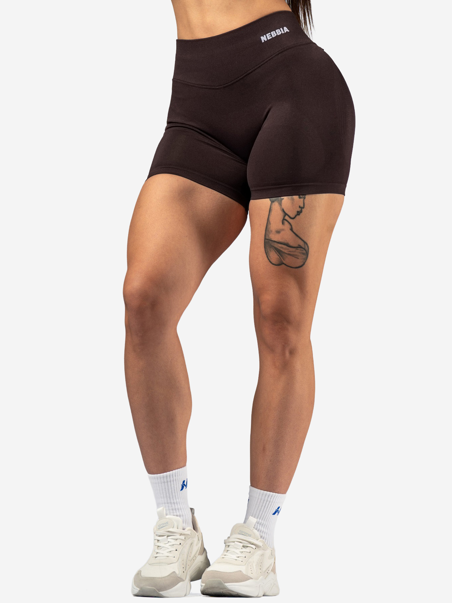 Изображение товара NEBBIA High-Waist Push-Up Shorts POWER 893 Dark brown женские шорты