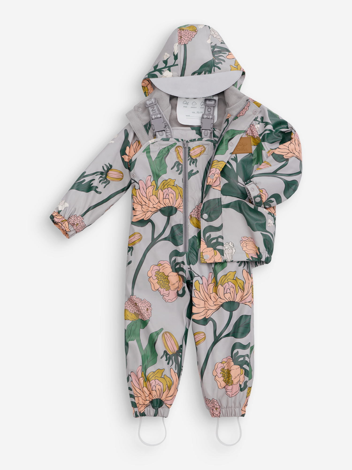 Изображение товара Детский дождевой комплект Happy Baby серый для активного отдыха демисезонный