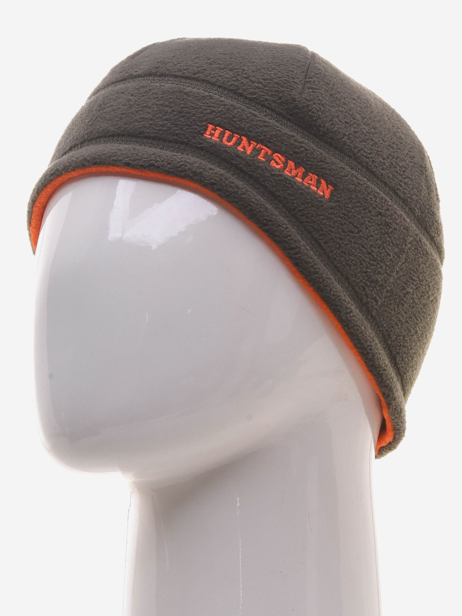 Изображение товара Шапка мужская HUNTSMAN флисовая двусторонняя бини для рыбалки и охоты, Хаки/Оранжевый