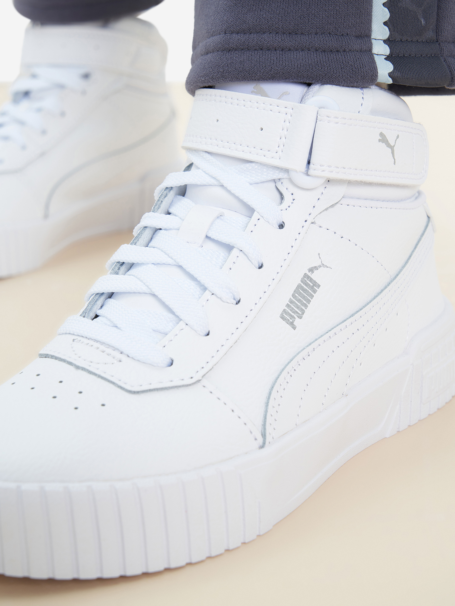 фото Кеды для девочек puma carina 2.0 mid jr, белый