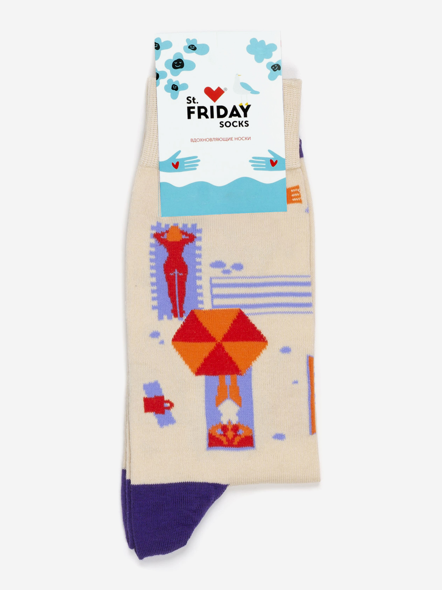 

Носки с рисунками St.Friday Socks, Галечный пляж, Бежевый