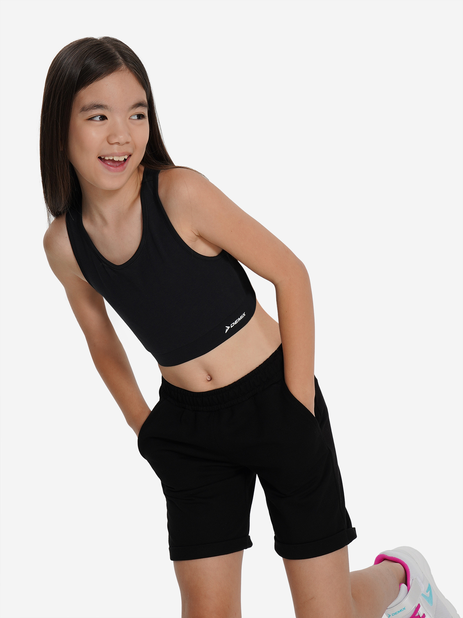 Топ бра спортивный для девочек Demix, черный, арт. 18708