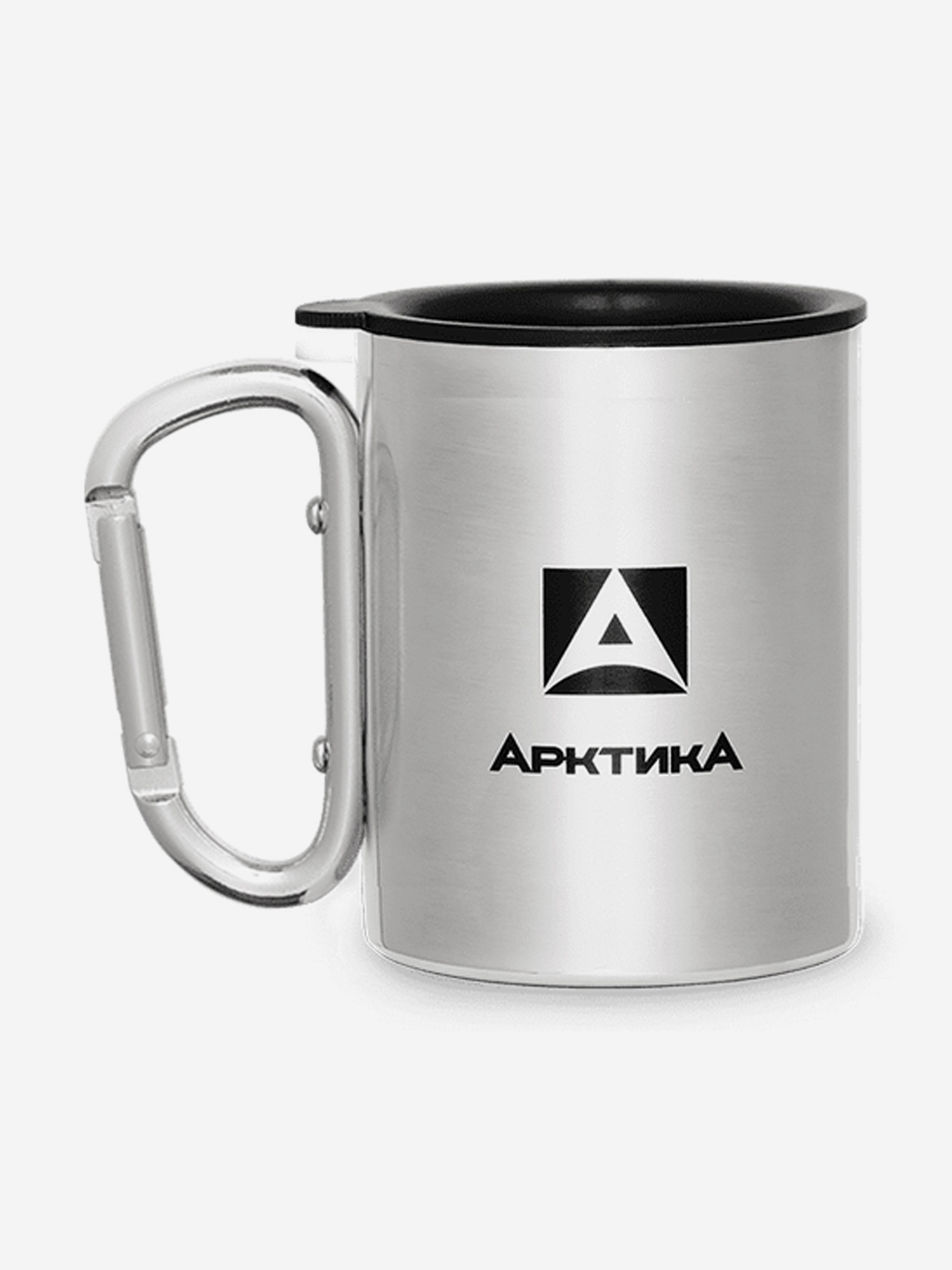 Изображение товара Невакуумная термокружка с двойными стенками 350 мл с крышкой и ручкой-карабин