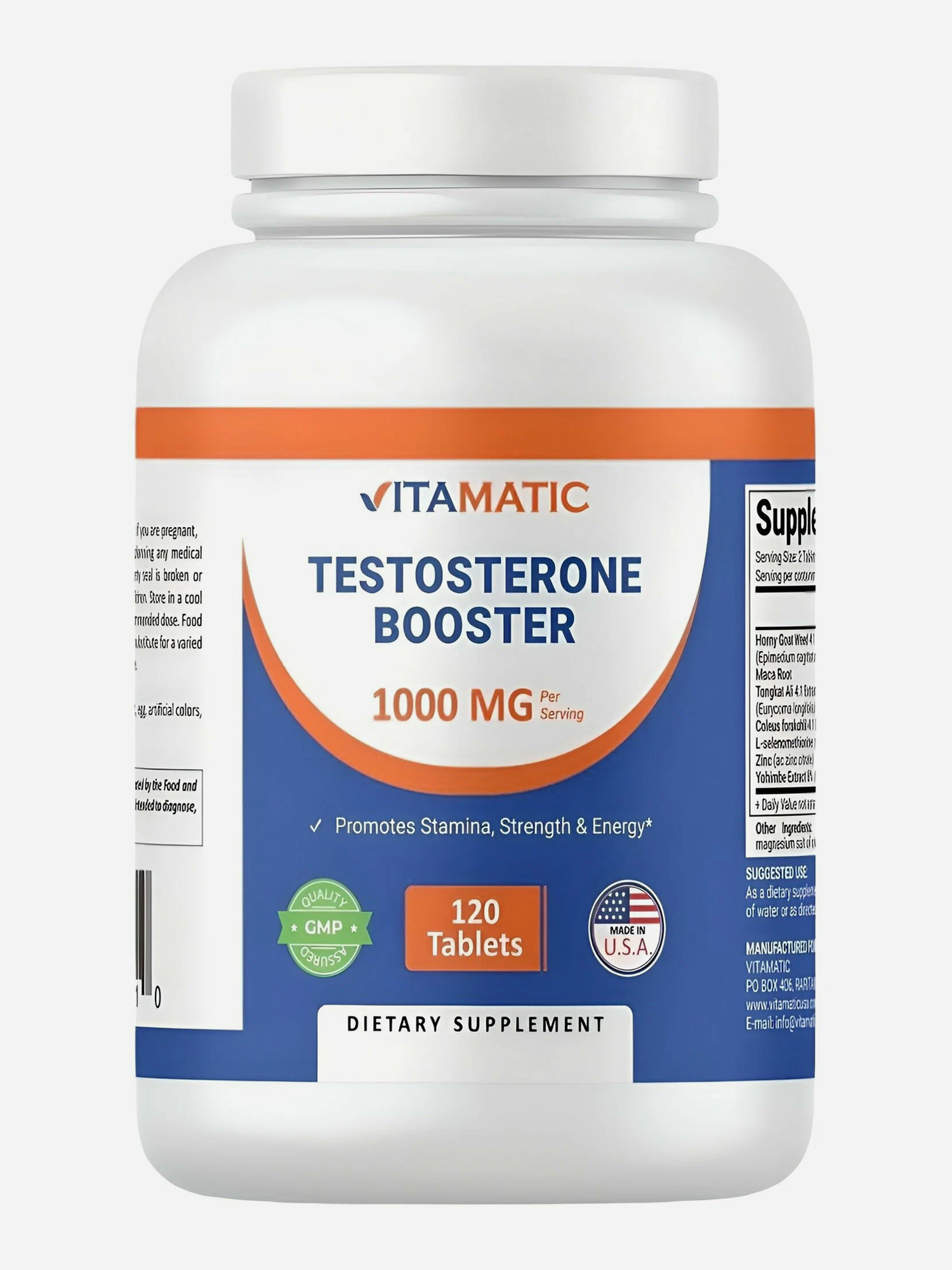 Изображение товара Бустер тестостерона Vitamatic 1000 мг 120 таблеток для мужчин и женщин