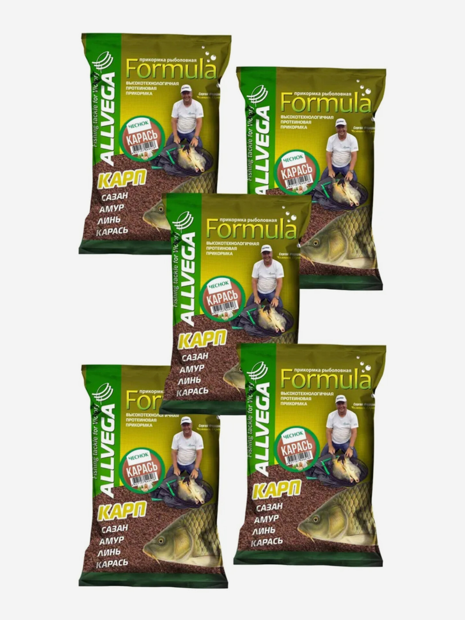 

Прикормка ALLVEGA "Formula Carassin Garlic" 0,9кг (КАРАСЬ ЧЕСНОК) 5 пакетов по 0,9 кг, Коричневый