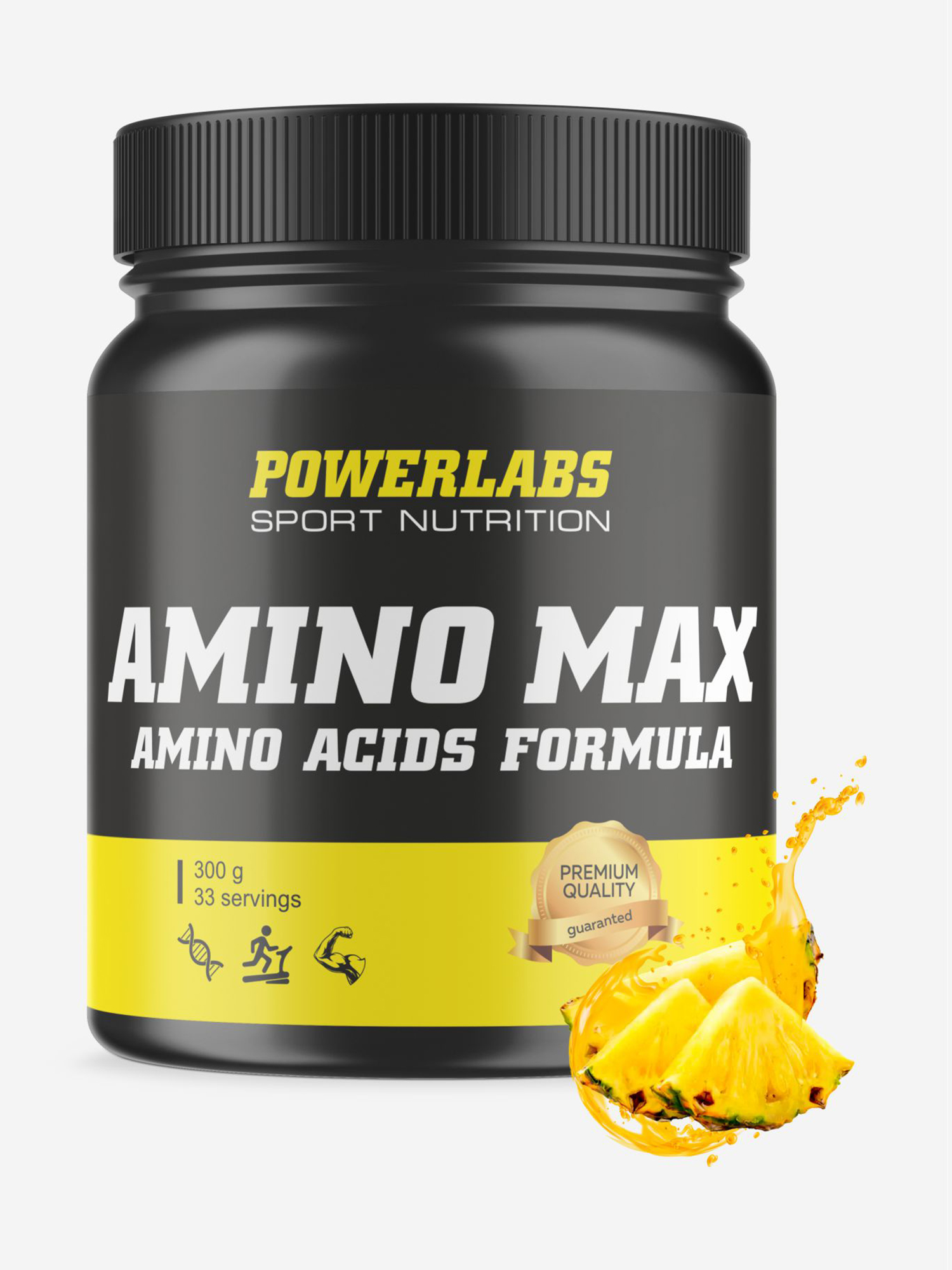  Комплекс аминокислот Amino Max, Powerlabs, 300 г, ананас, Черный