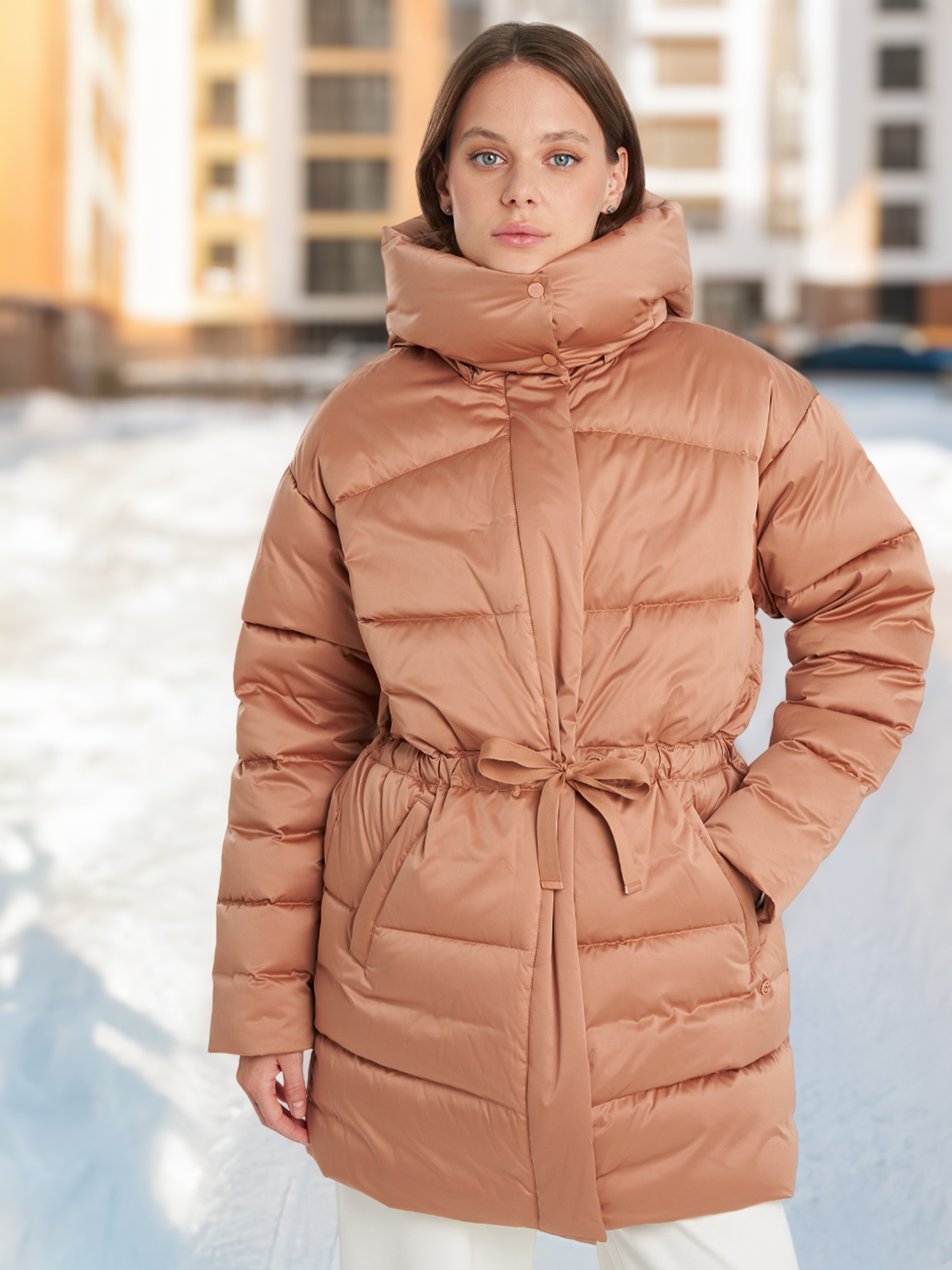 Пуховик женский оверсайз Sensana, бежевый, арт. 136784S7W-T1