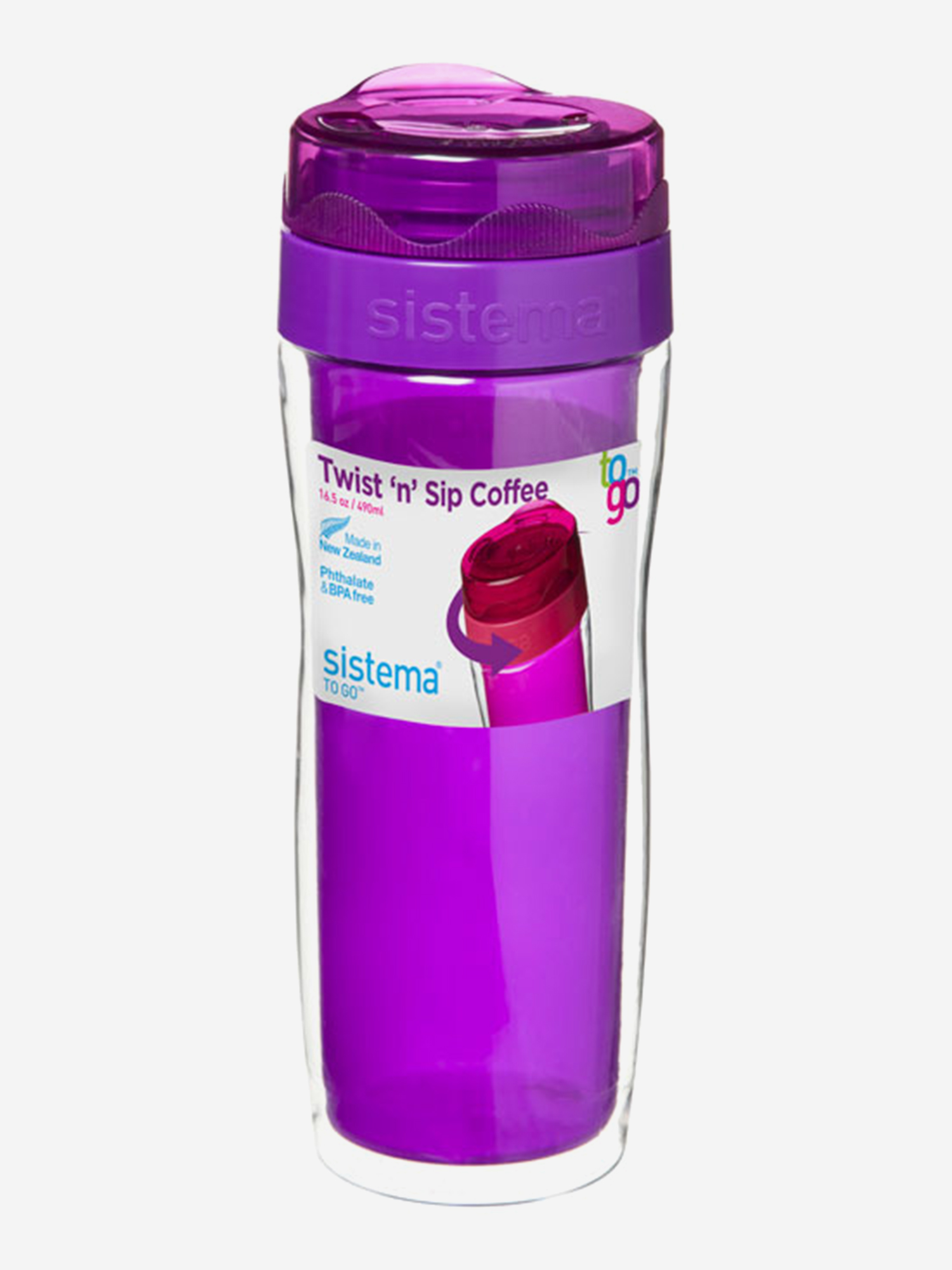 Изображение товара Термокружка Sistema To-go 490 мл фиолетовая для напитков путешествия туризм