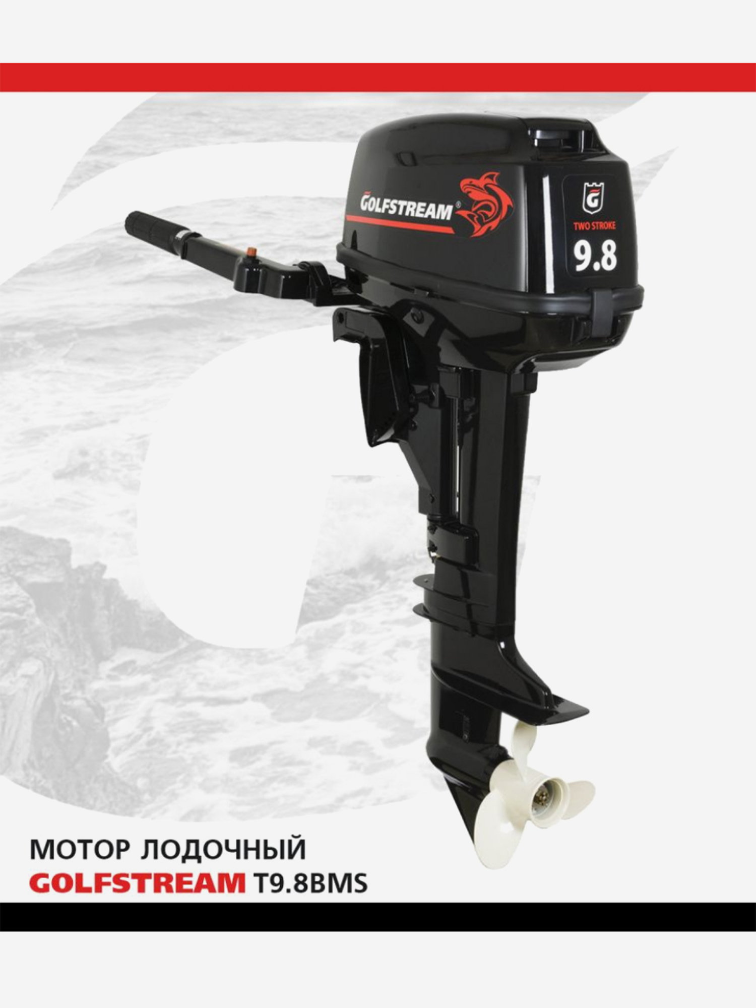 

Двухтактный подвесной лодочный мотор GOLFSTREAM T9.8BMS, Черный