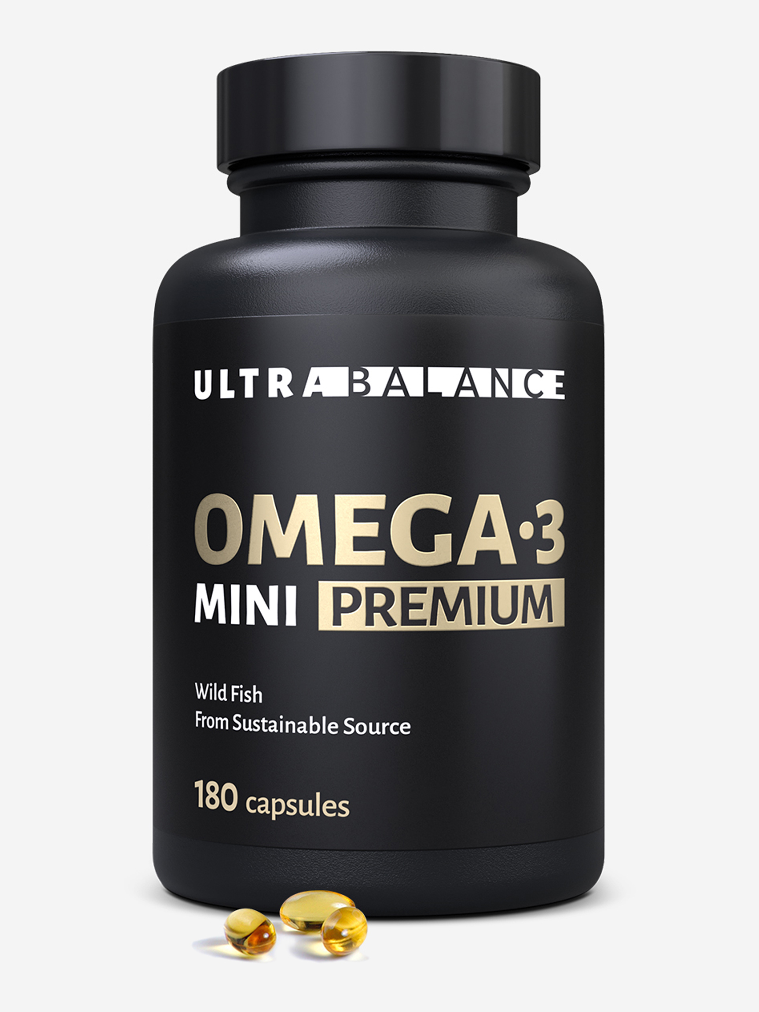 Изображение товара Омега 3 UltraBalance mini, рыбий жир для мужчин, женщин и детей, 180 капсул, Без Вкуса