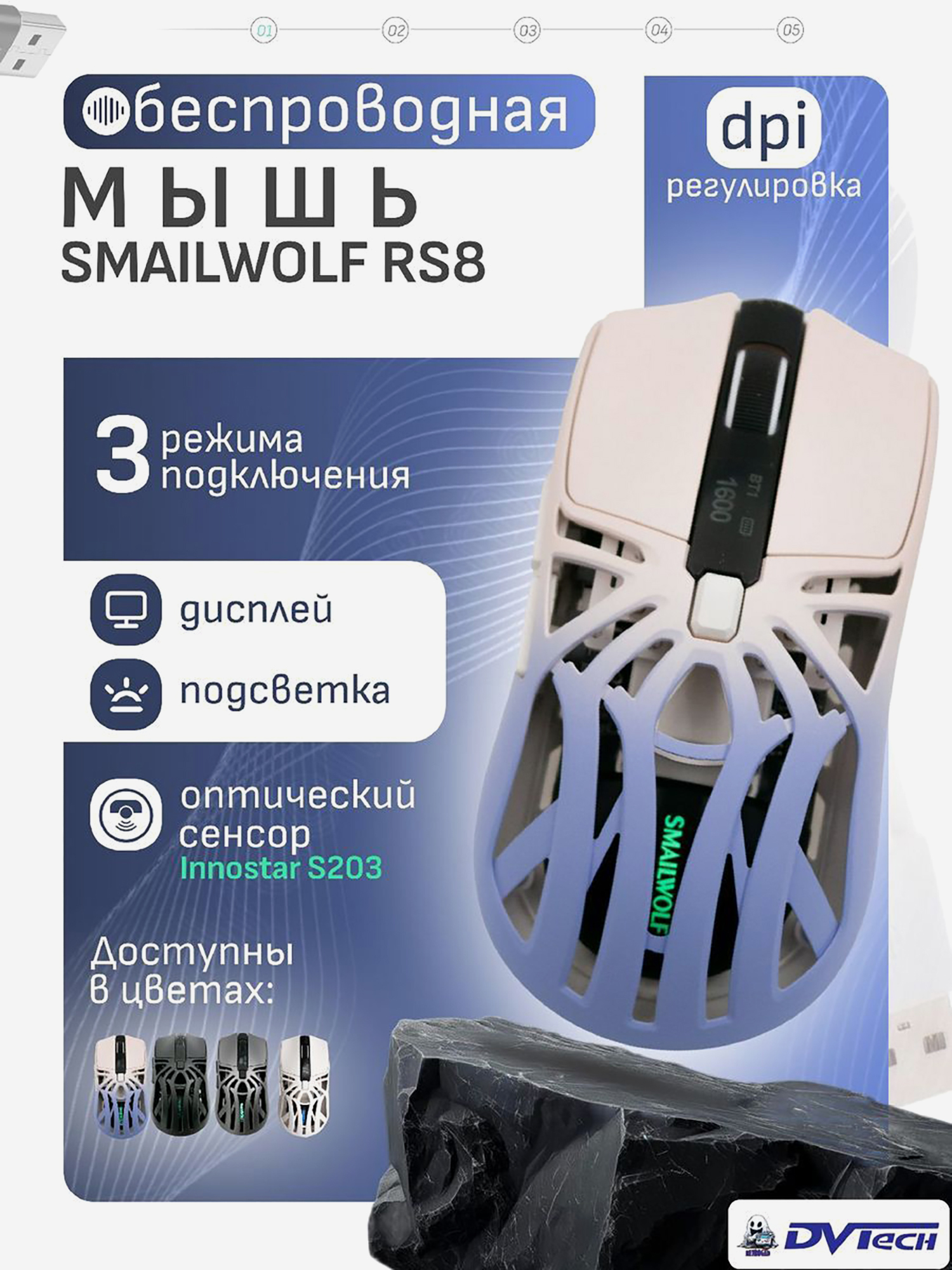 Изображение товара Игровая мышь SMAILWOLF RS8, Голубой