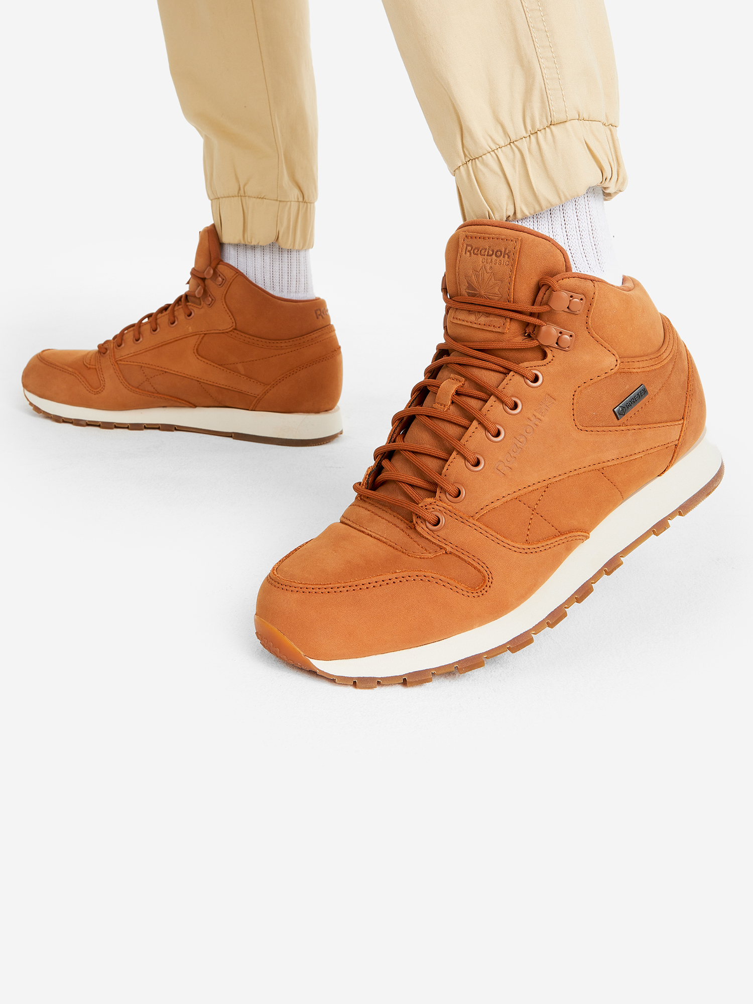 Кроссовки утепленные мужские Reebok Cl Lthr Mid Gtx-Thin, Бежевый