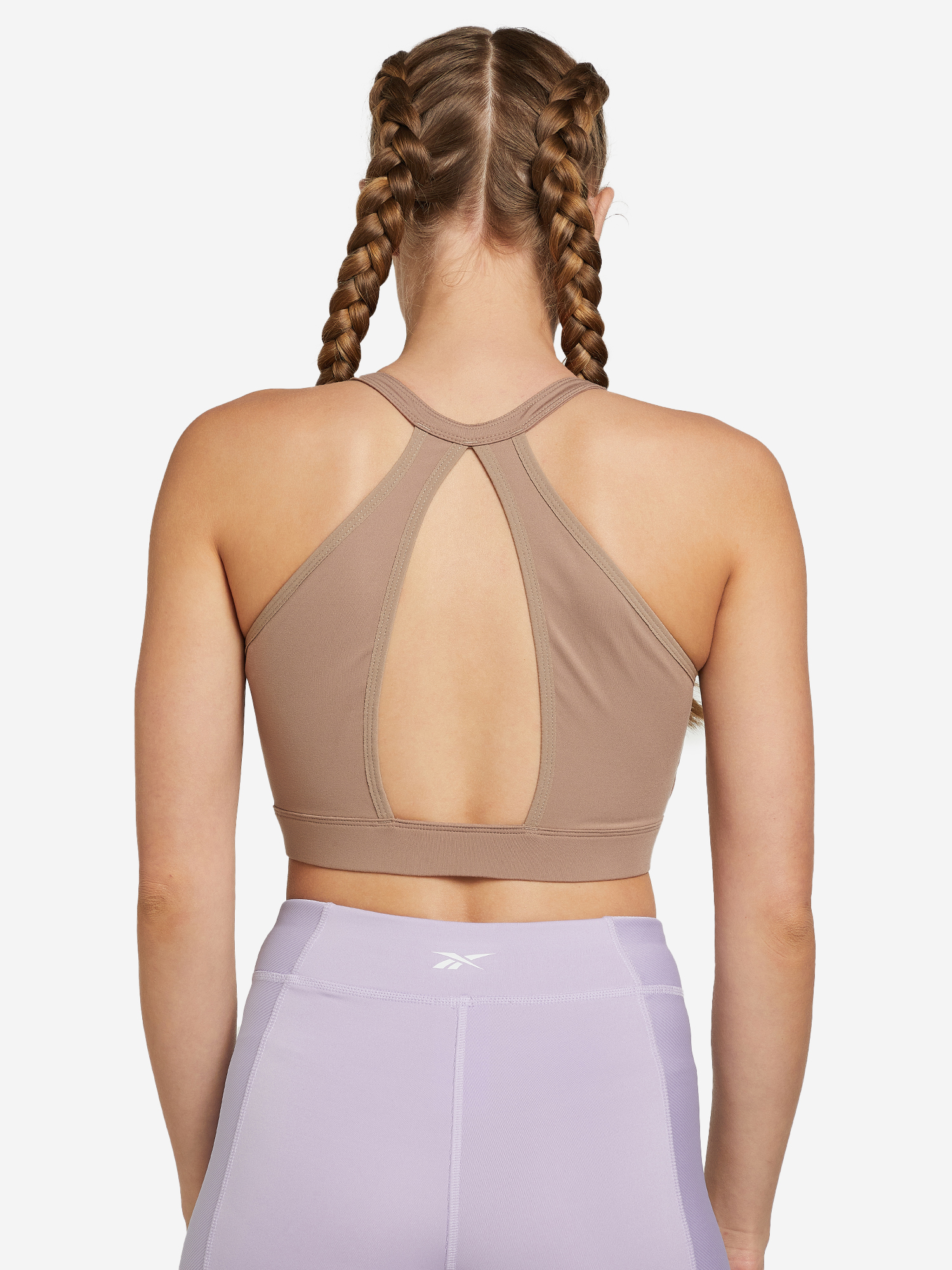 Спортивный топ бра Reebok Yoga Long Line Sports Bra, Коричневый HT6152R00-, размер RUS 44 | EUR S - фото 2