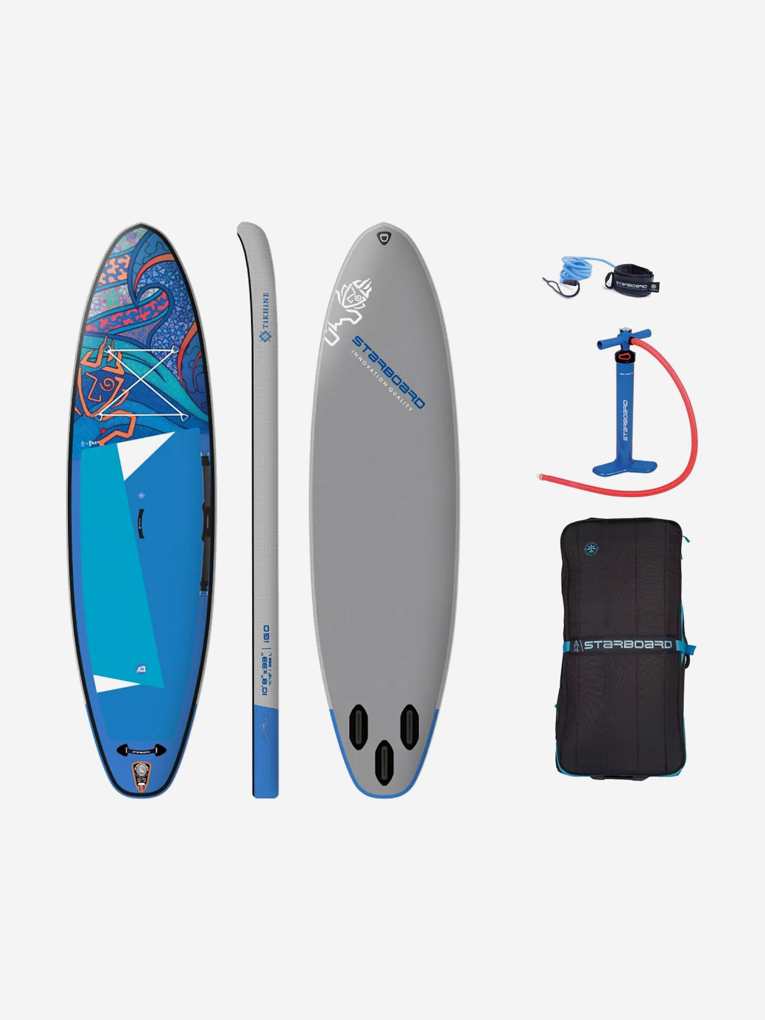 

Сапборд надувной двухслойный Starboard iGO Tikhine Wave Deluxe Sc 10.8х33х4.75, , Голубой