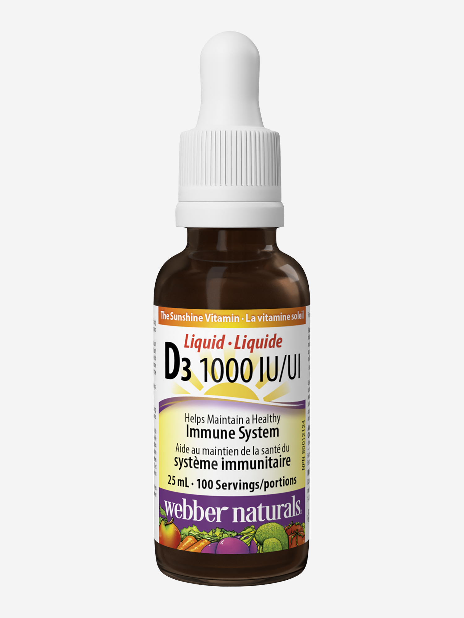 Изображение товара Витамин D-3 1000 МЕ жидкий Webber Naturals, жидкость во флаконах 25 мл