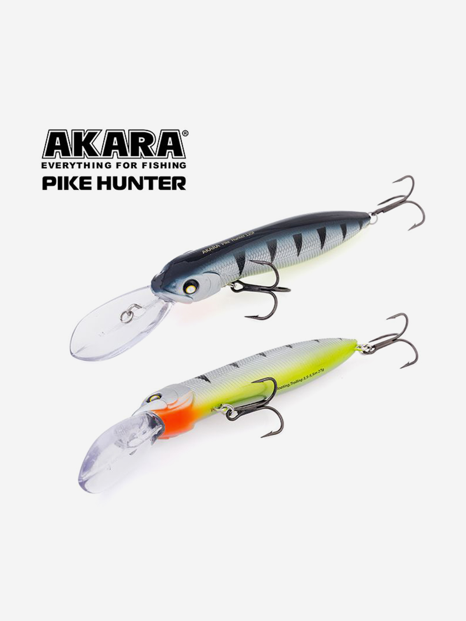 Изображение товара Воблер Akara Pike Hunter 120F минноу плавающий для троллинга на щуку, судака, сома 27гр A26