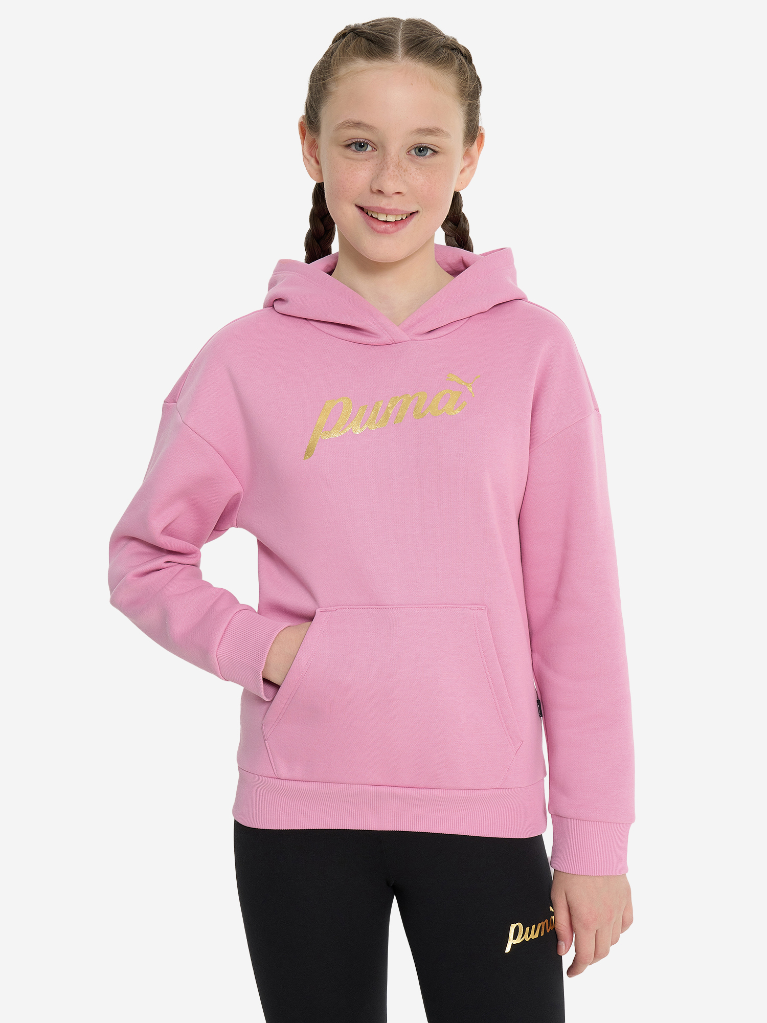 фото Худи для девочек puma ess+ block, розовый