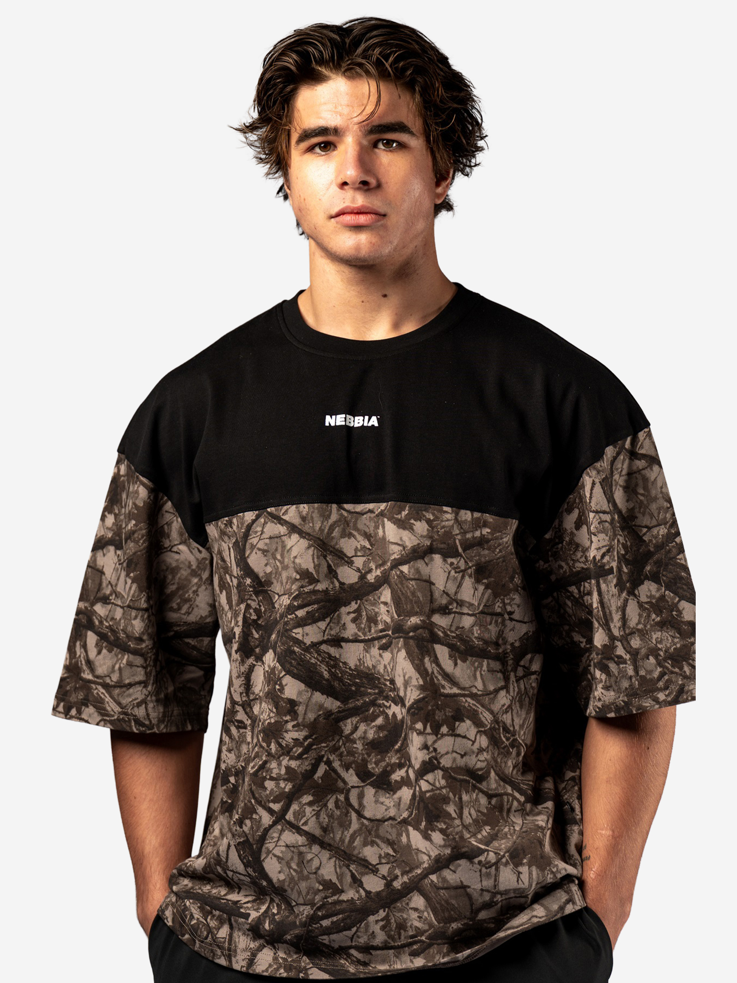Изображение товара Футболка мужская спортивная NEBBIA Oversized Tee POWER 898 Light brown camo