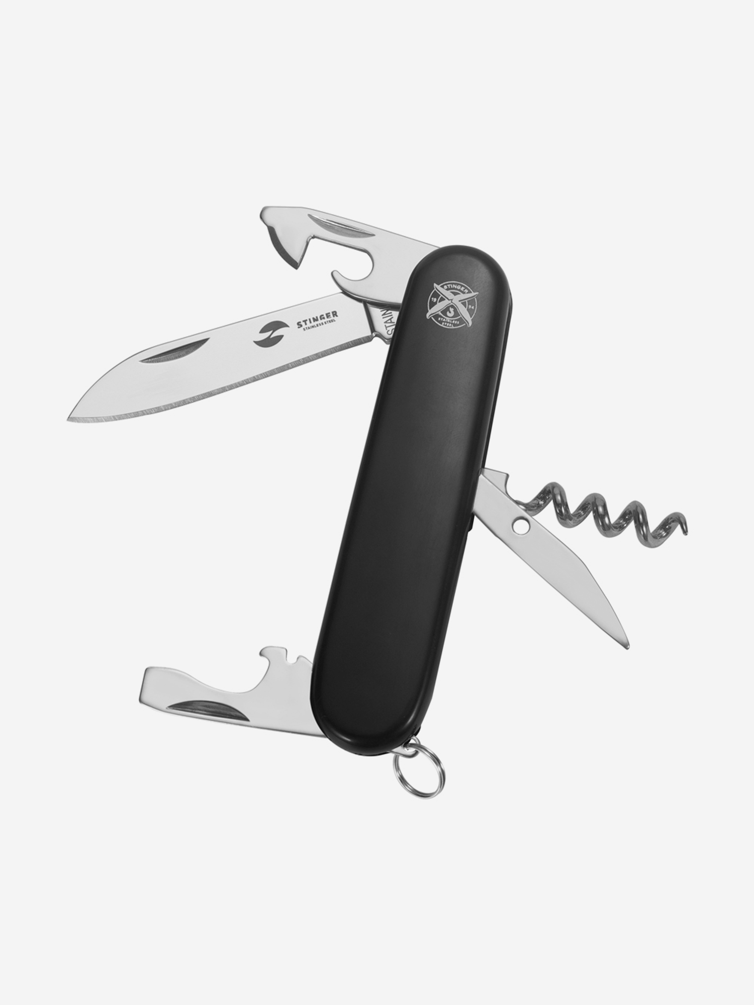 

Нож перочинный STINGER, , 10 функций, Черный