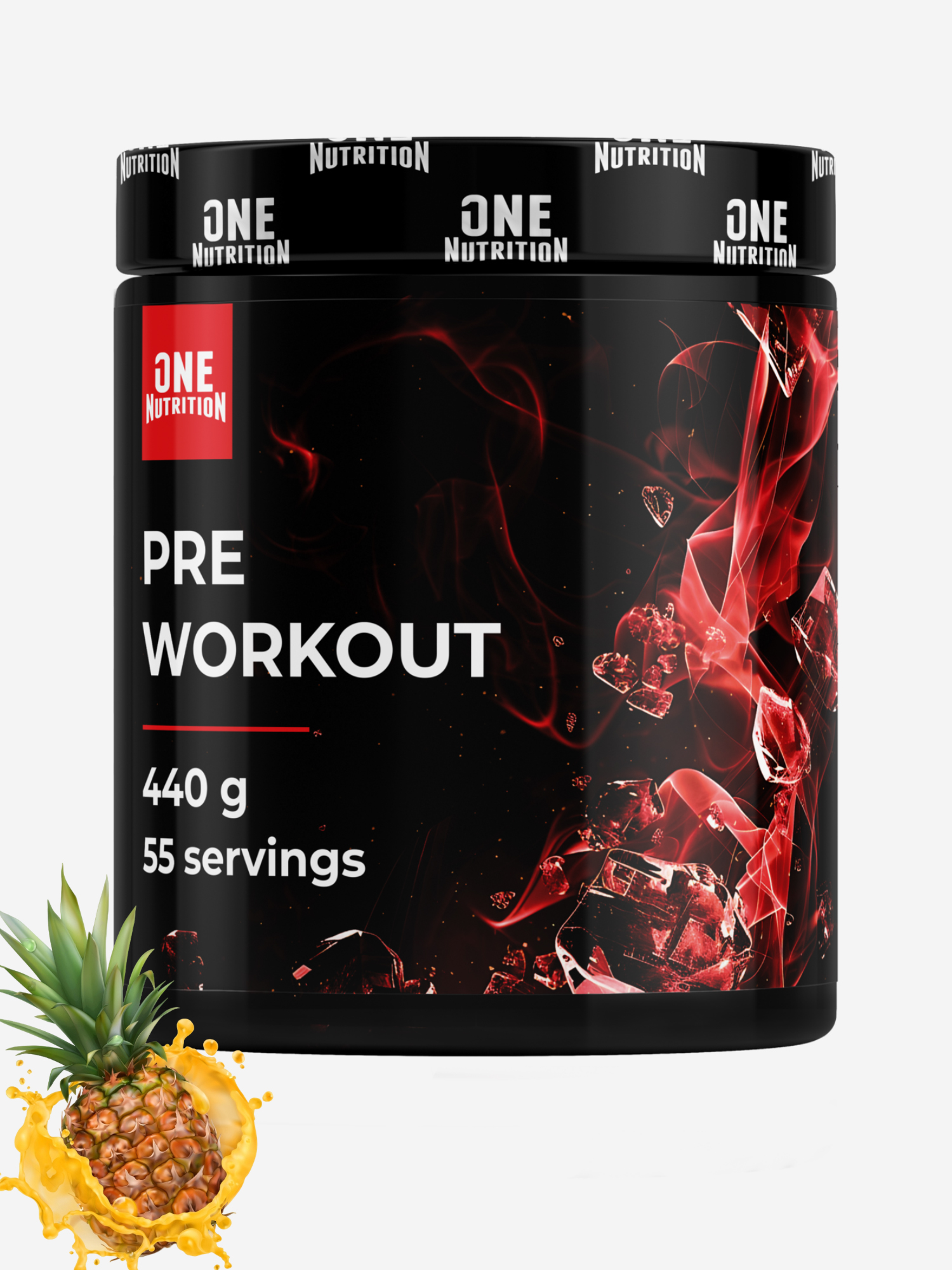 Изображение товара Предтренировочный комплекс PRE WORKOUT ONE NUTRITION ананас 440g повышает энергию выносливость и си
