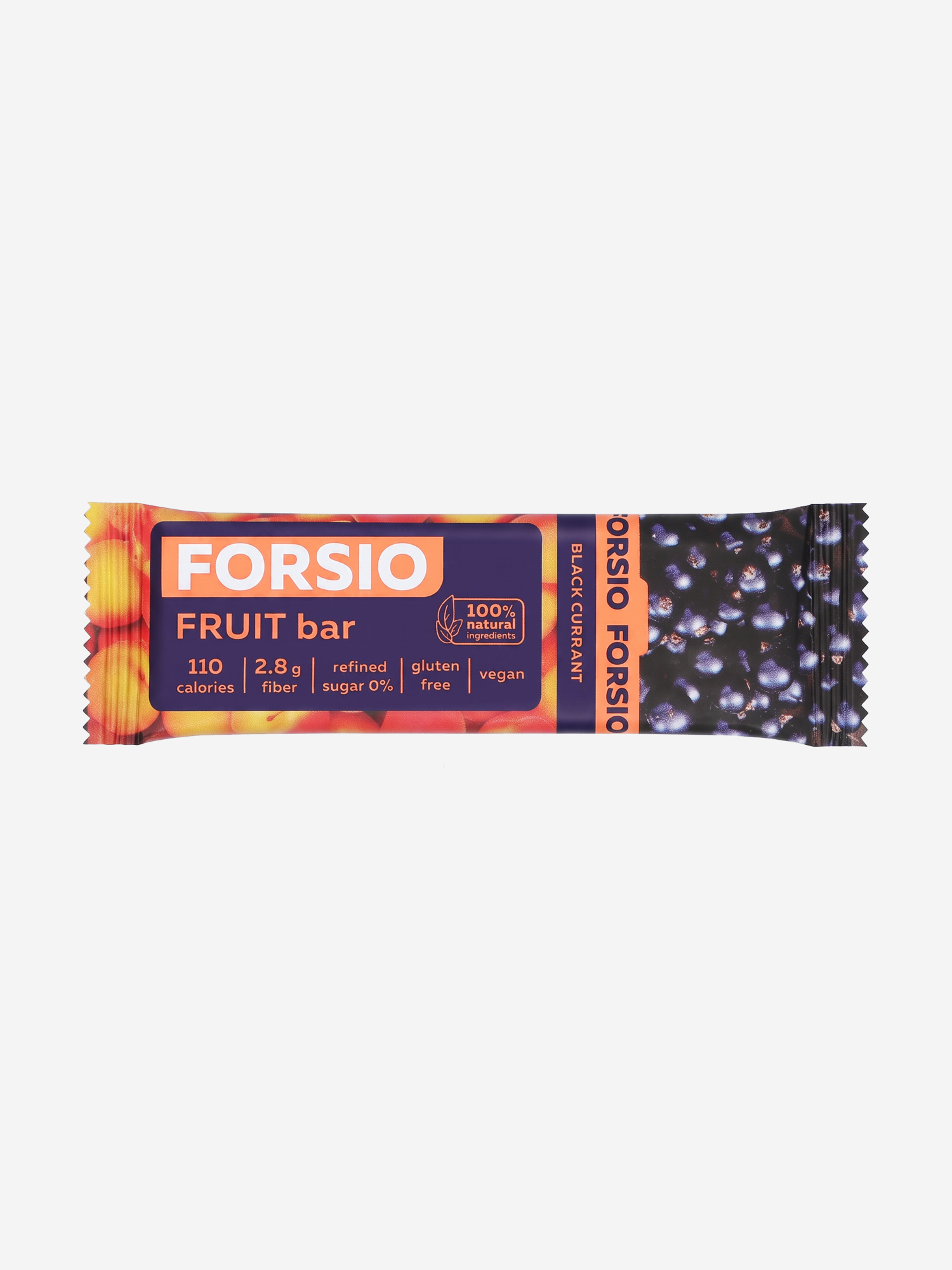 Фруктовый батончик Forsio абрикосовый с черной смородиной, 30 г, Фиолетовый