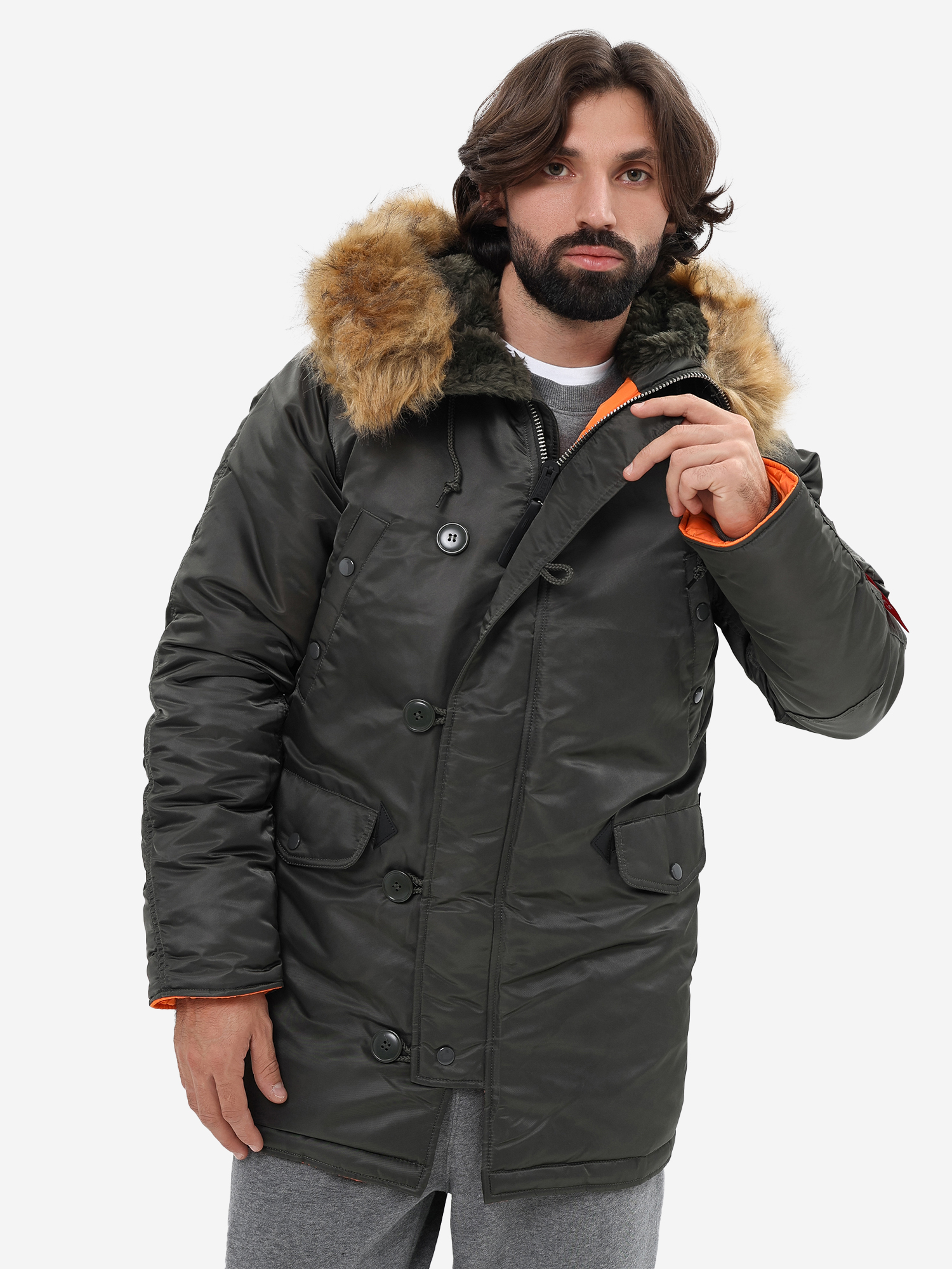 

Парка зимняя мужская Slim Fit N-3B Alpha Industries, Серый