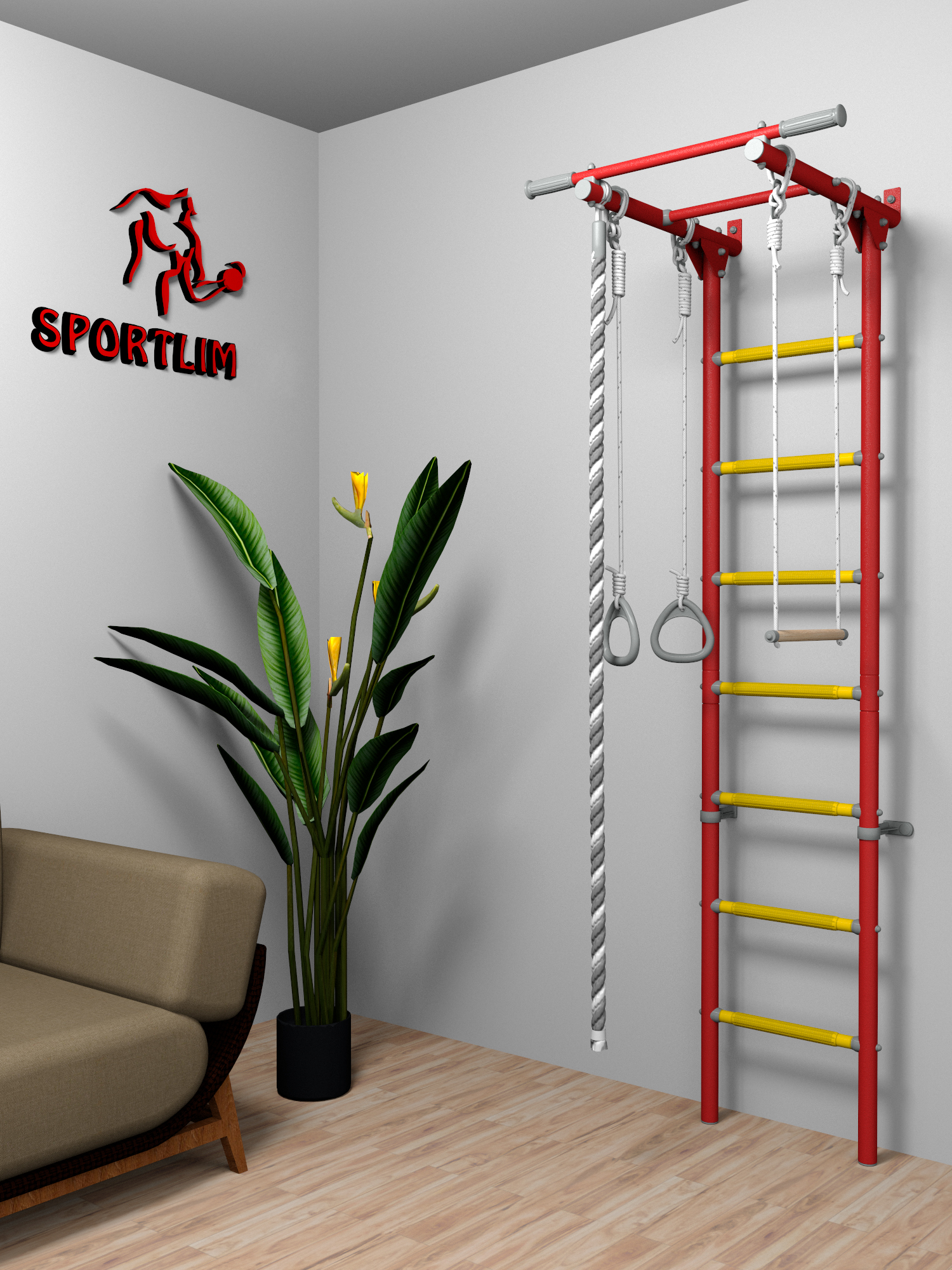   Спортмастер Шведская стенка DSK3 SportLim (красная), Красный
