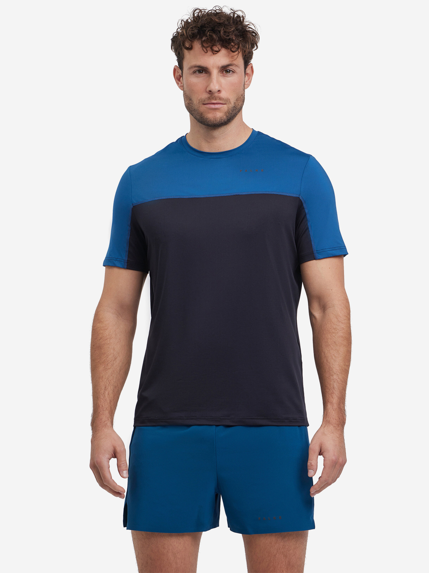 Изображение товара Мужская спортивная футболка FALKE с надписью синяя, всесезонная