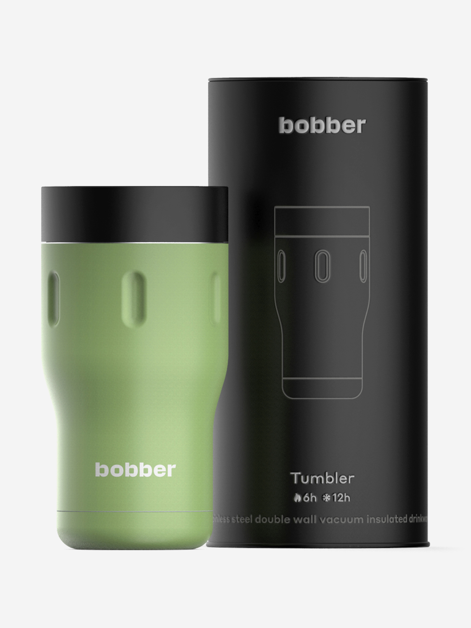 Термокружка вакуумная для напитков Tumbler BOBBER, 350 мл, Зеленый термокружка вакуумная для напитков bobber 590 мл зеленый