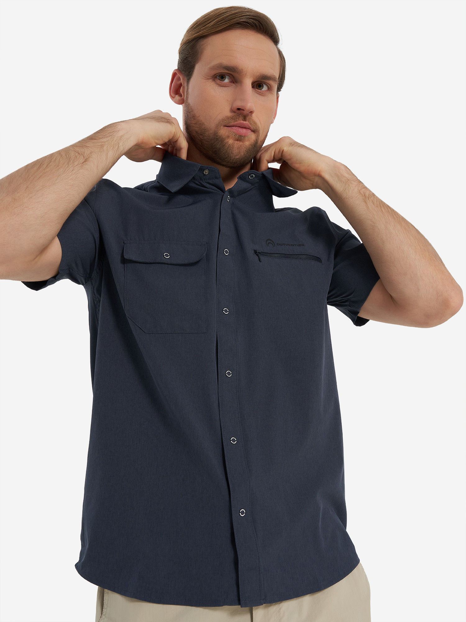 Изображение товара Мужская рубашка с коротким рукавом Outventure для походов летняя синтетика