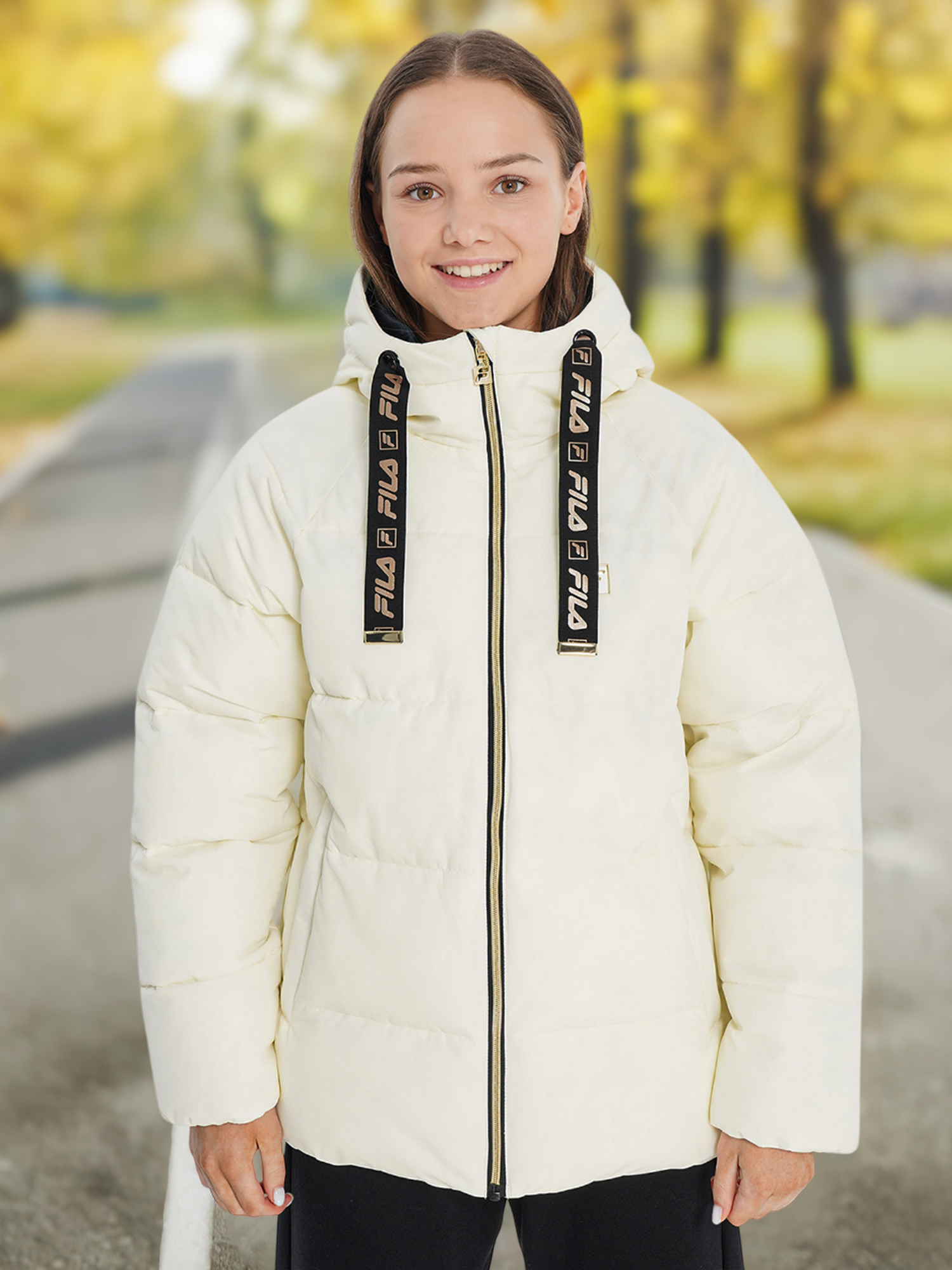 Пуховик для девочек FILA, бежевый, арт. 26279