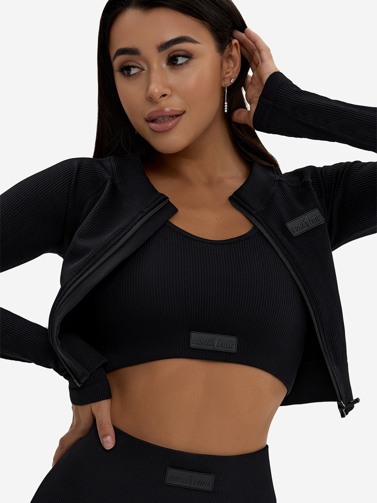 Изображение товара Женский рашгард Bona Fide Angel Black синтетический для йоги фитнеса