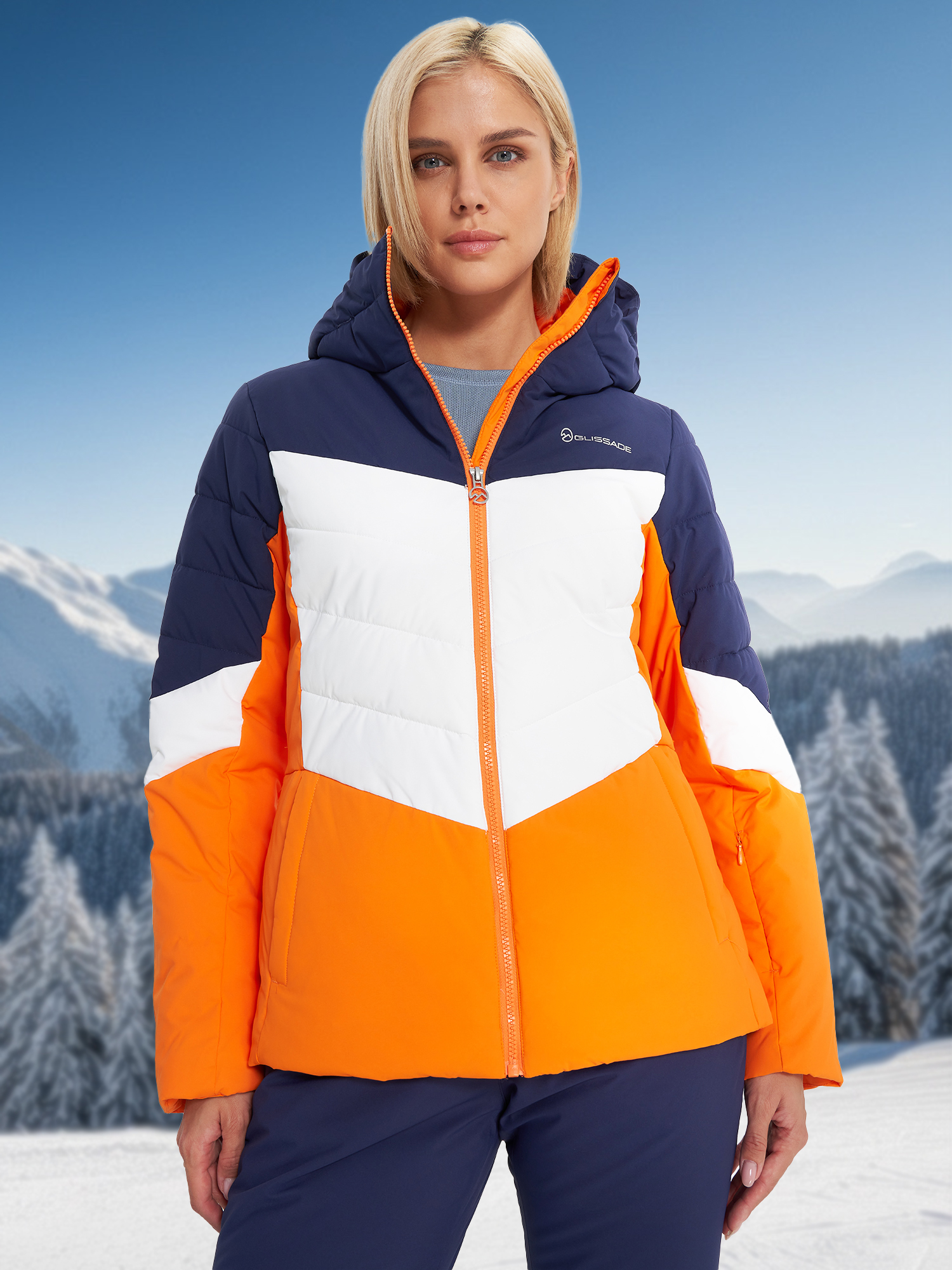 Пуховик женский Glissade, оранжевый, арт. 29796