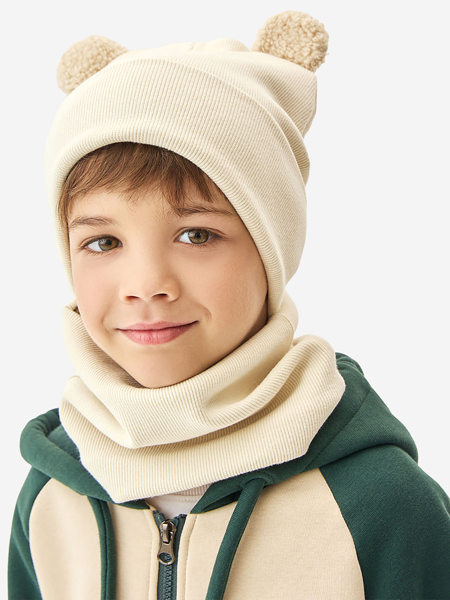 Изображение товара Комплект шапка и снуд NIKASTYLE Кешью для детей демисезонный хлопок