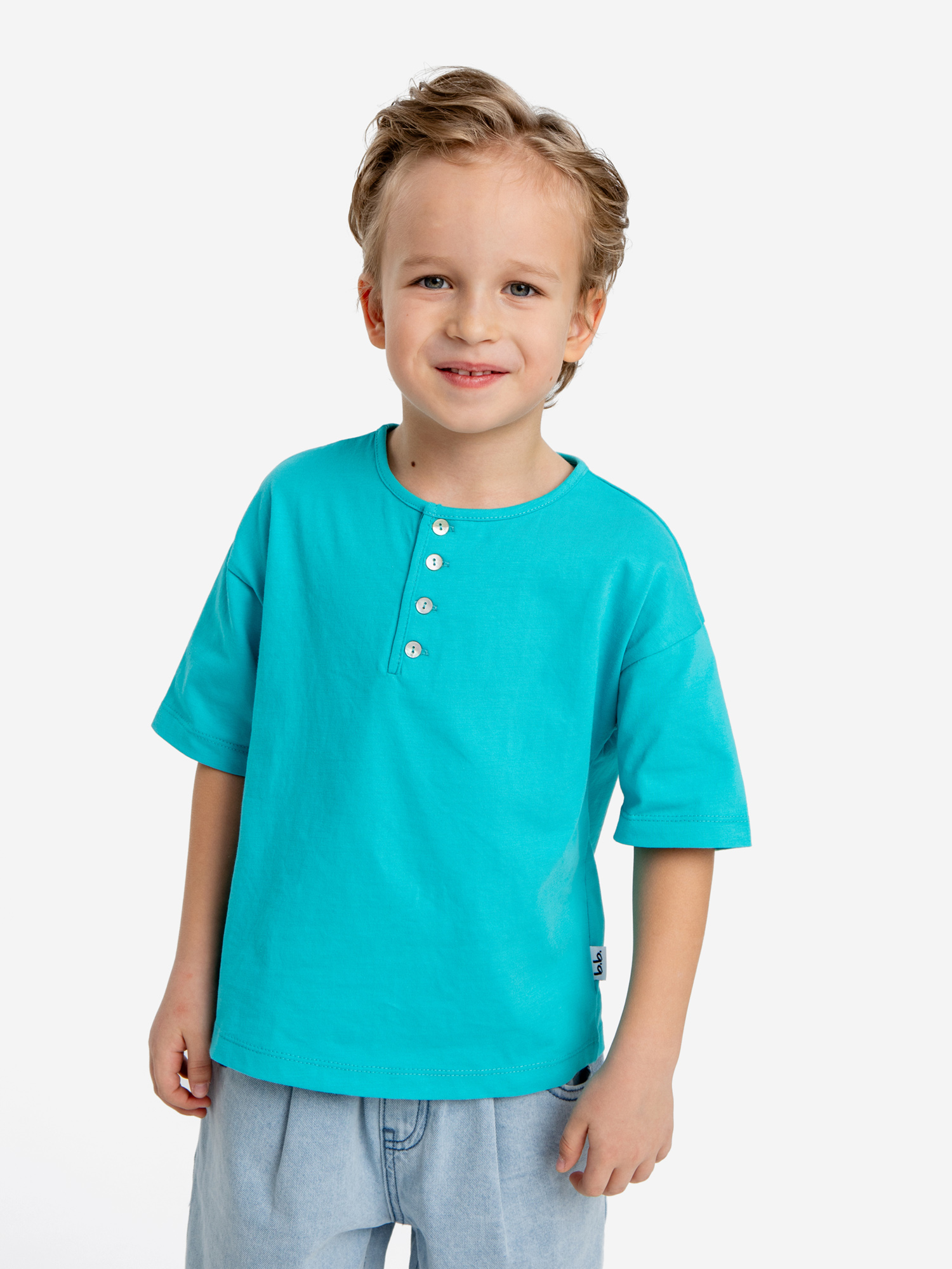 

Футболка голубая для мальчика Button Blue, Синий
