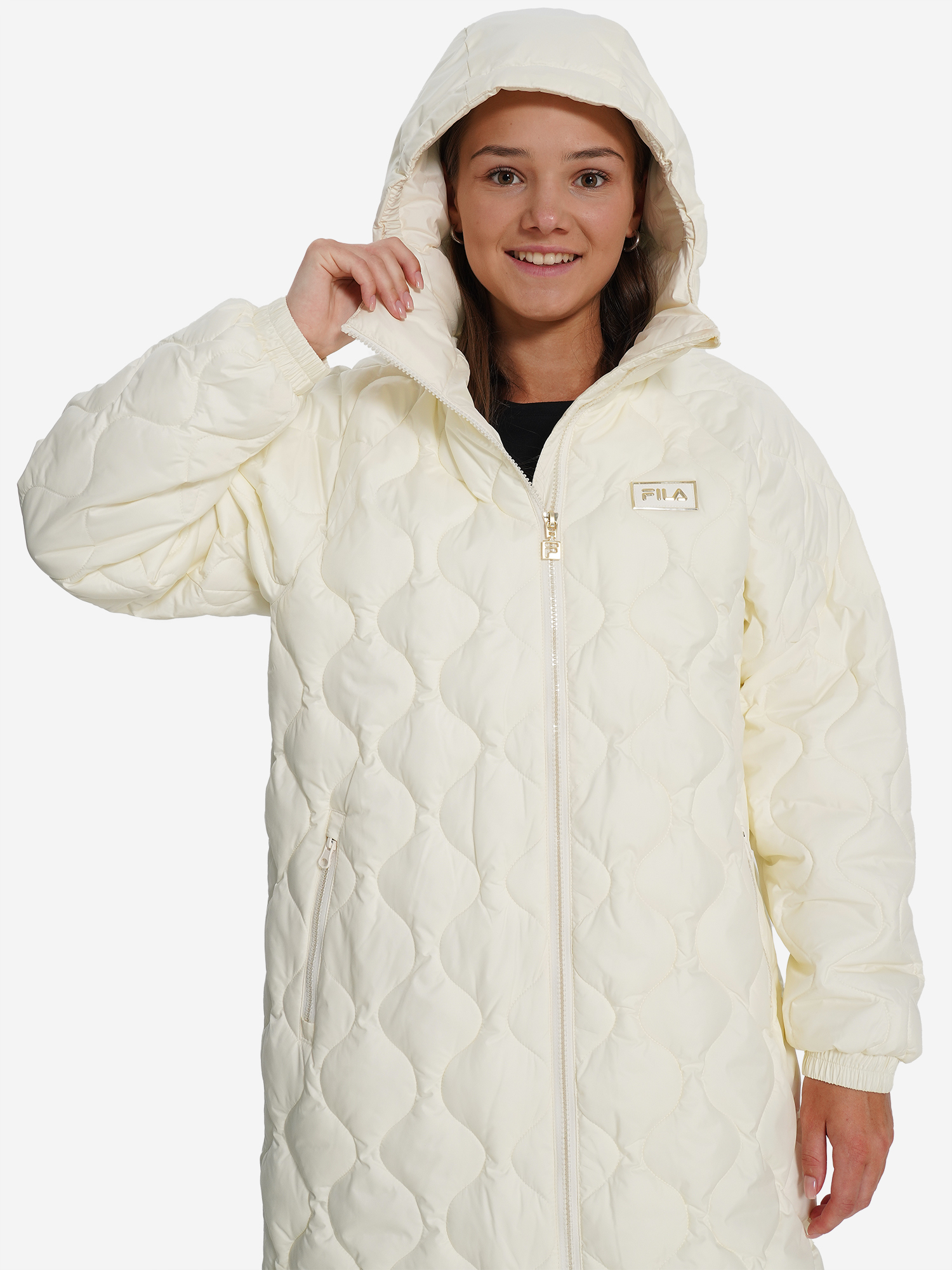 фото Пальто утепленное для девочек fila, бежевый