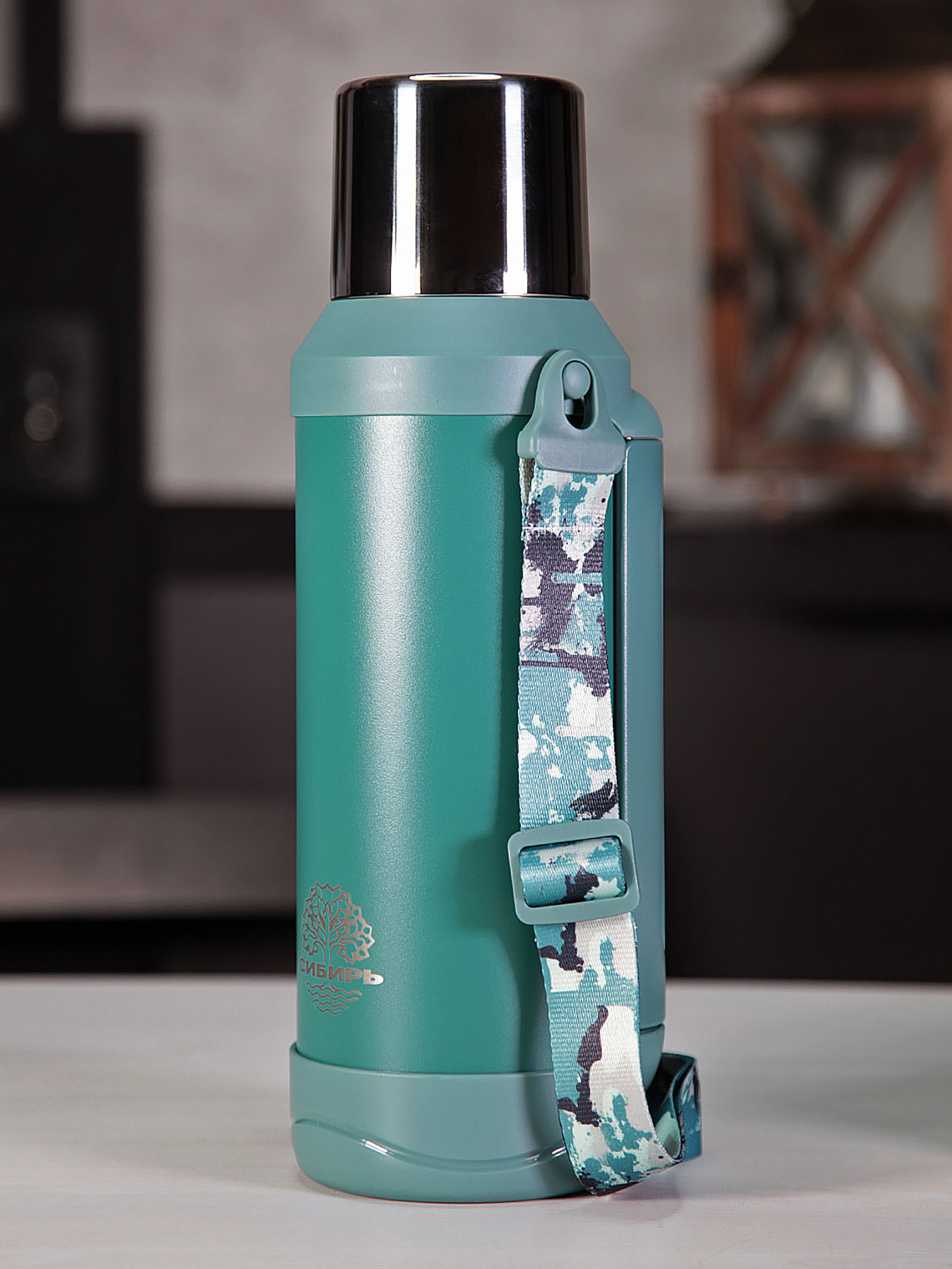 Изображение товара Термос 1.8л СИБИРЬ Мятный акцент с ремнем для путешествий и походов