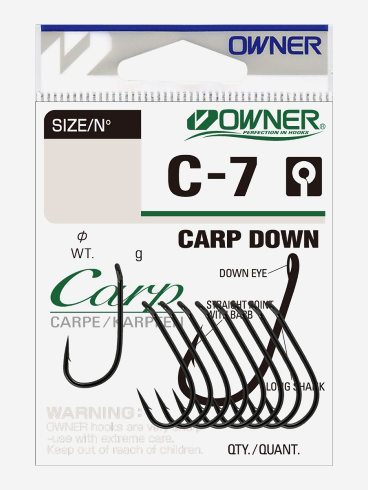 Изображение товара Крючки OWNER Carp Down BC №8 для карповой рыбалки, комплект 10 штук Изображение товара Крючки OWNER Carp Down BC №8 для карповой рыбалки, комплект 10 штук