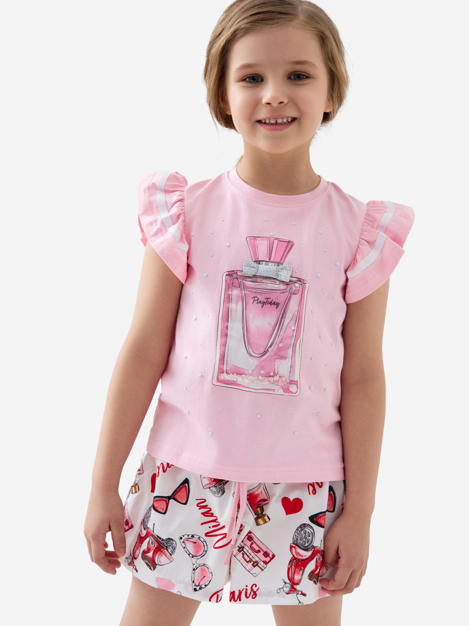 Изображение товара Футболка PlayToday для девочек с коротким рукавом, натуральный хлопок