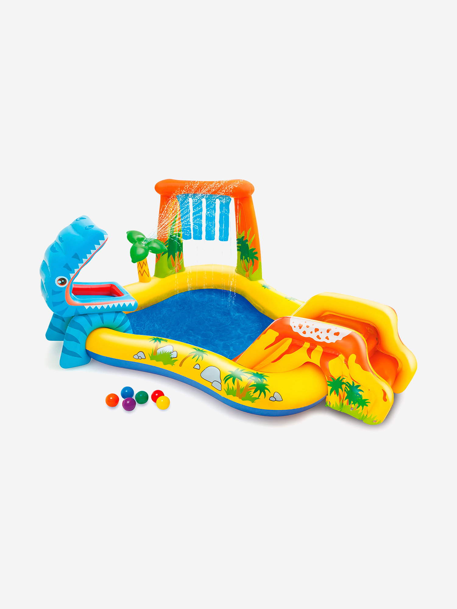 

Игровой центр Intex 57444NP "Динозавр" с разбрызгивателем, гор. и игруш.249х191х109см 310л, Мультицвет