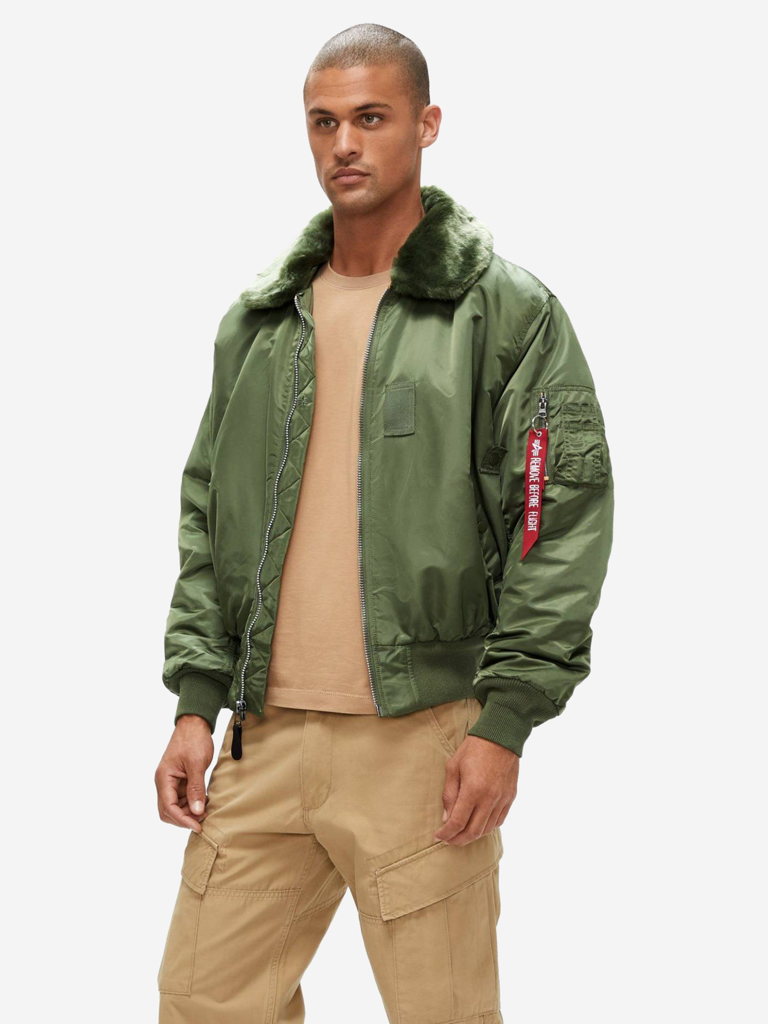 Бомбер утепленный мужской B-15 Alpha Industries, Зеленый