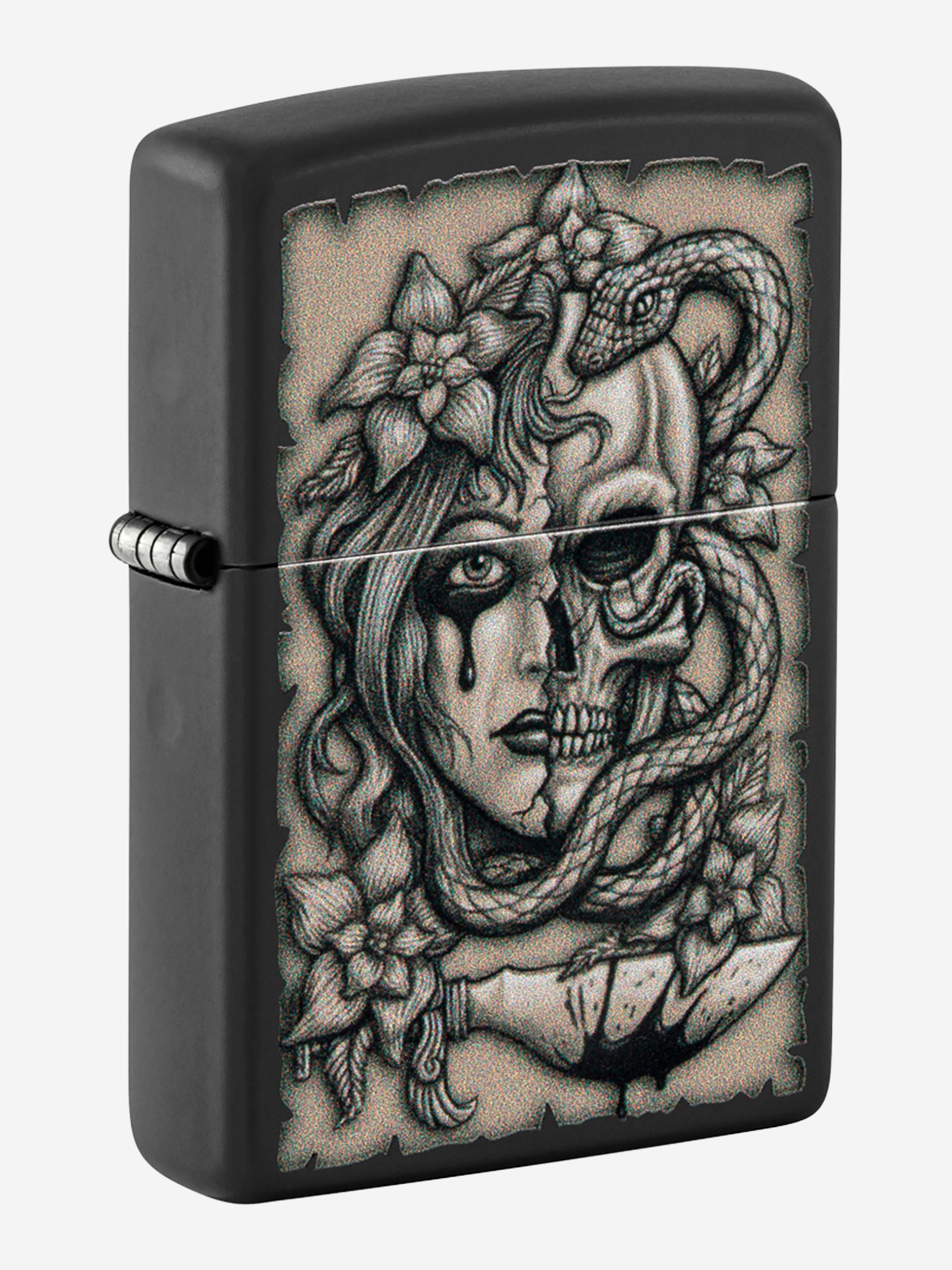 Изображение товара Zippo Gory Tattoo Black Matte — зажигалка бензиновая, матовая, США