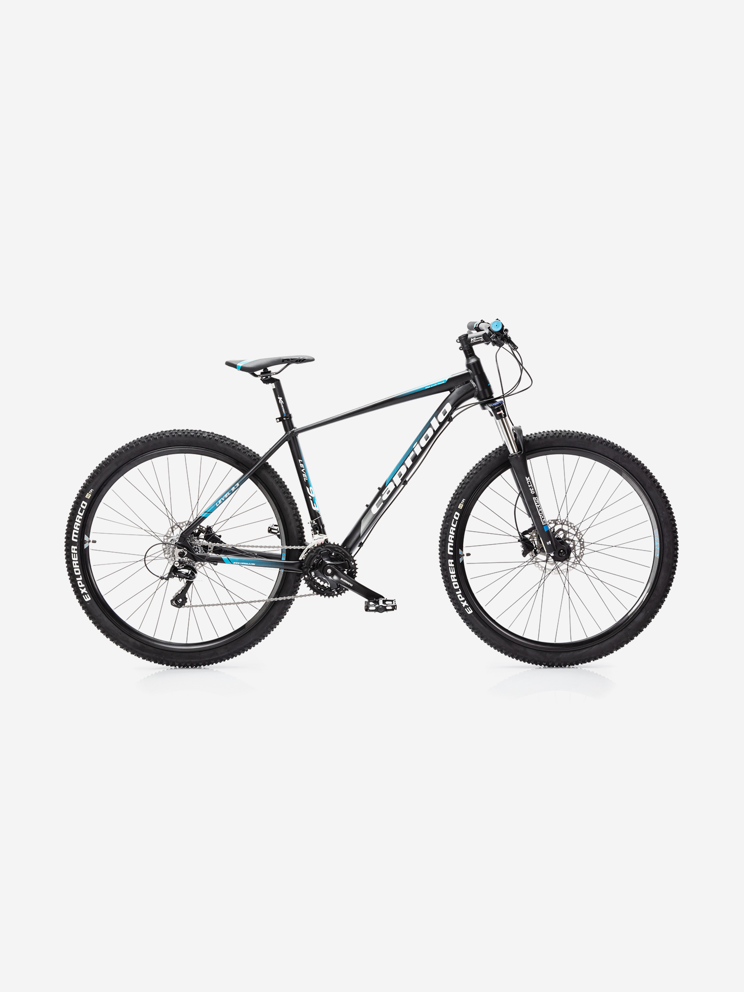 

Велосипед CAPRIOLO MTB LEVEL 9.3 (3 X 8), рама алюминий , колёса 29'' (чёрный - синий), Черный
