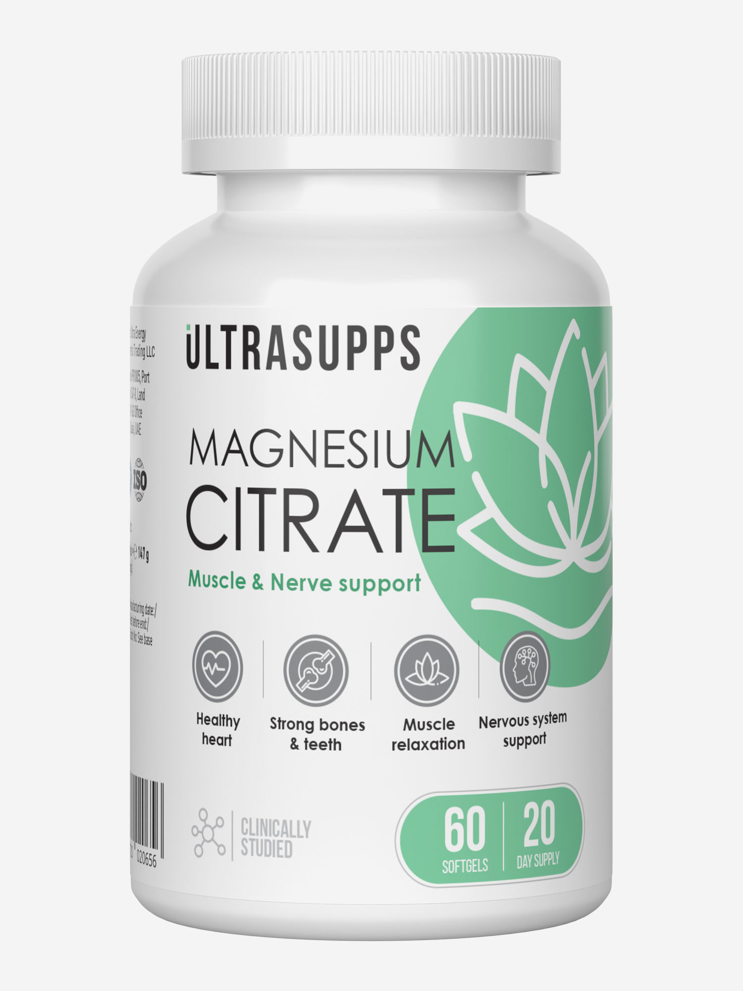 

Цитрат магния Ultrasupps, 60 капсул, Белый